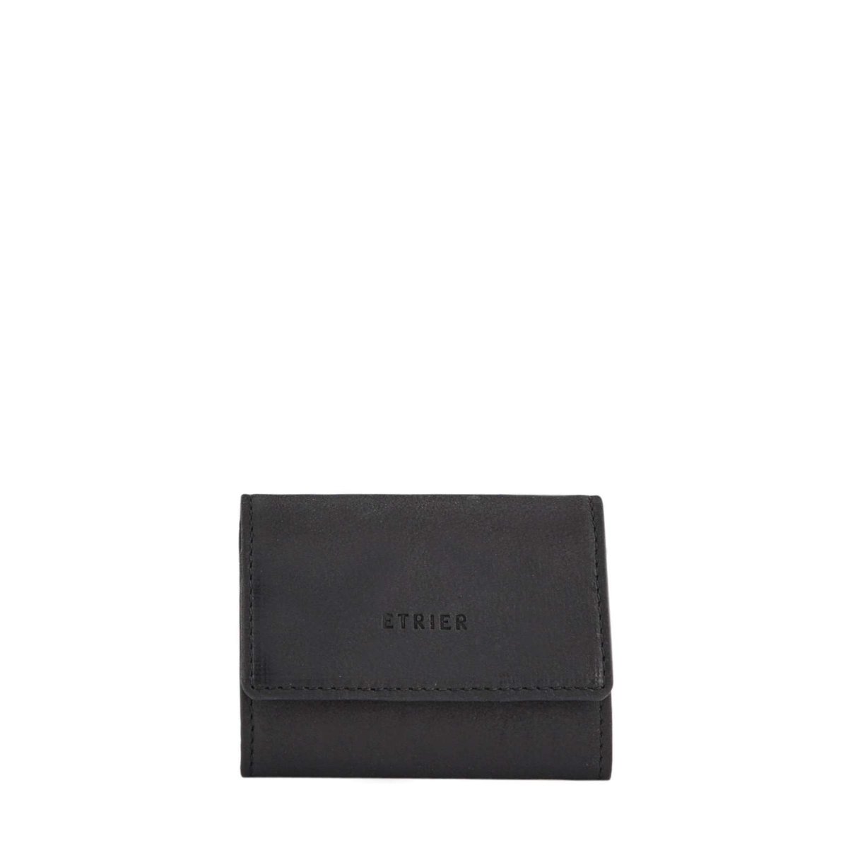 Porte monnaie Oil cuir noir, ETRIER