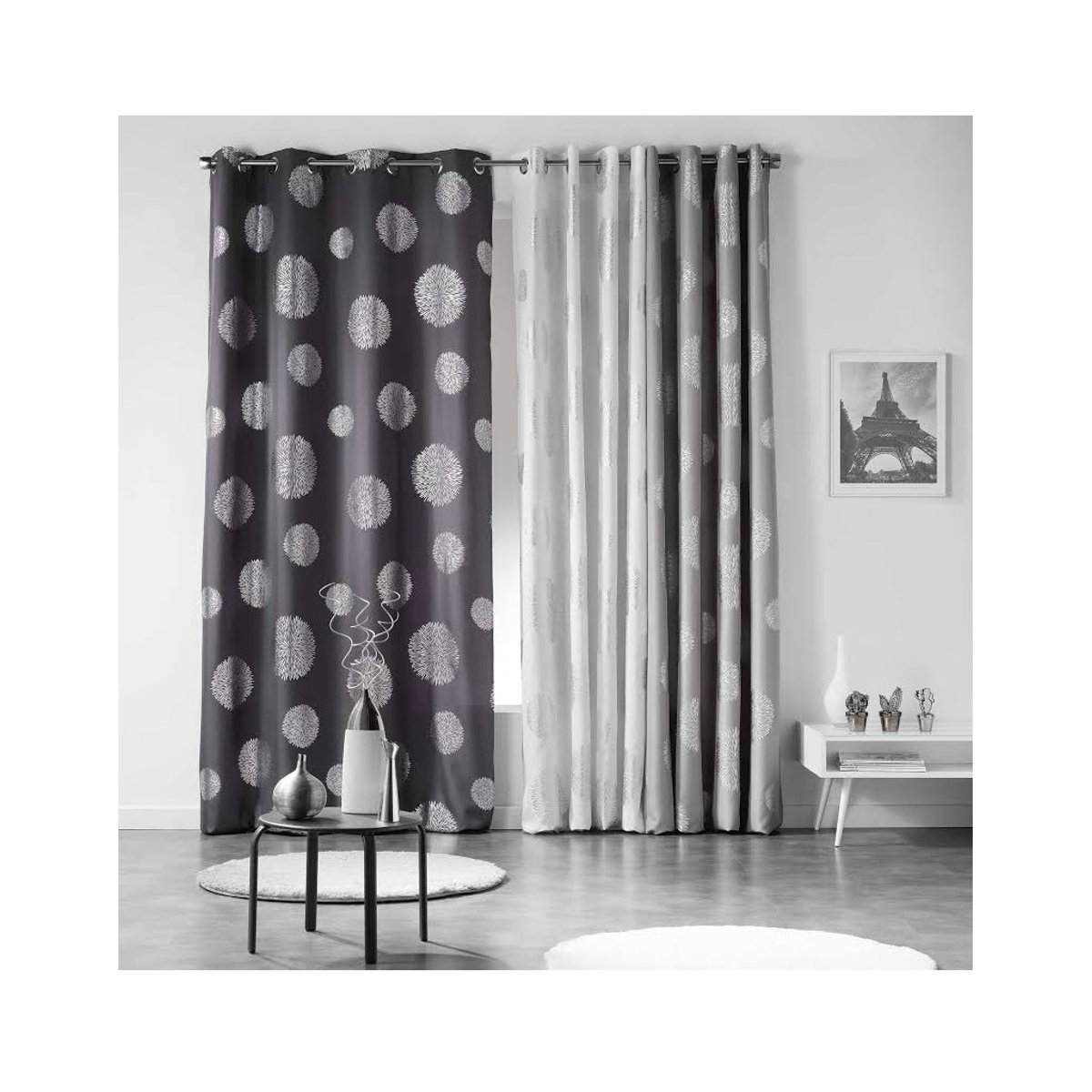 Rideau a oeillets Argent Artifice gris_anthr, EDEN