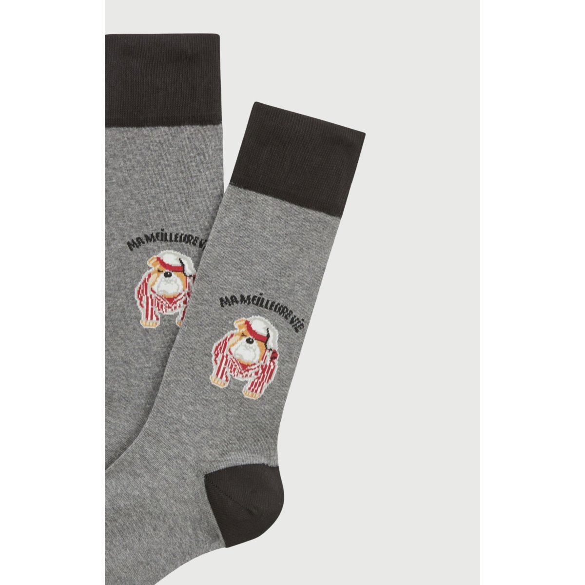 Chaussettes en coton imprimé Ma meilleure vie Gris gris, ARTHUR