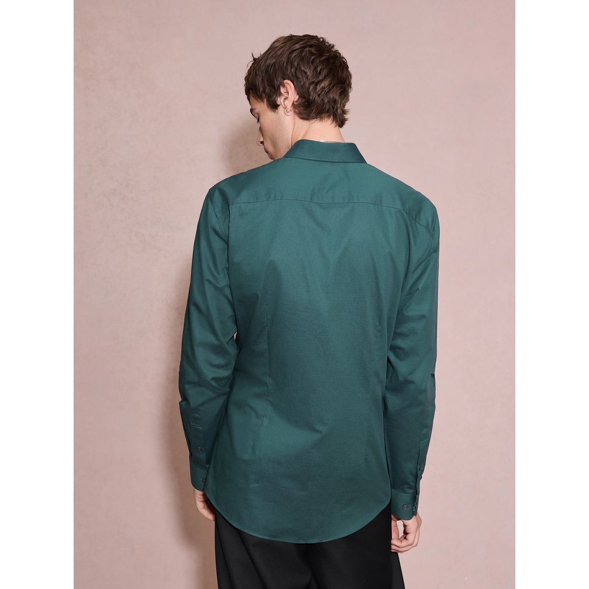 Chemise slim habillée en coton à liseré vert, NEXT