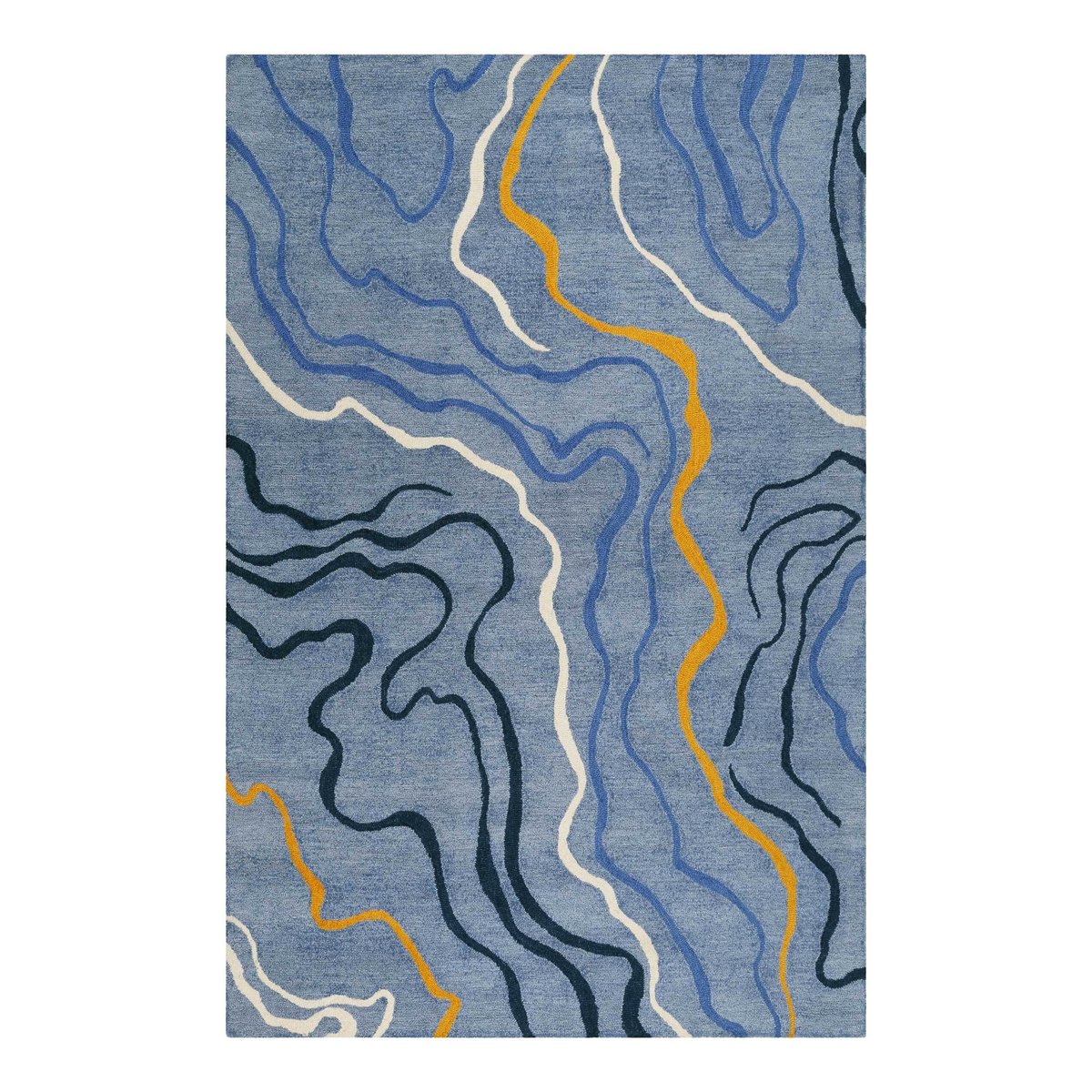 Tapis fait main motif abstrait , DRIVE bleu clair, ESPRIT