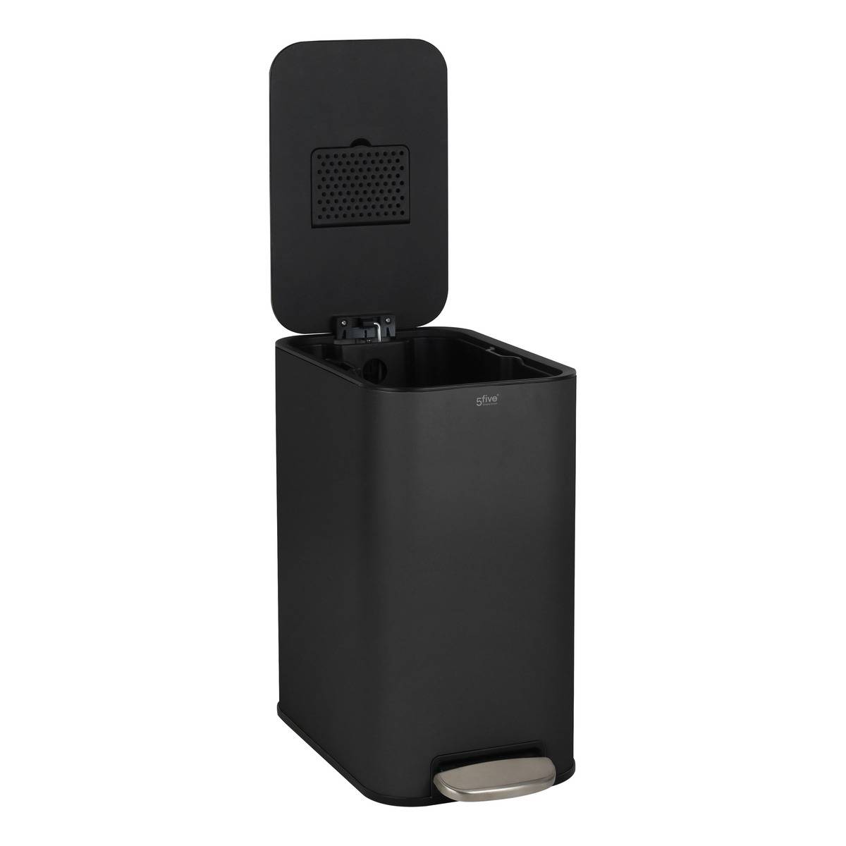 Poubelle slim rectangulaire à pédale en acier DELTA noir, 5FIVE SIMPLY SMART