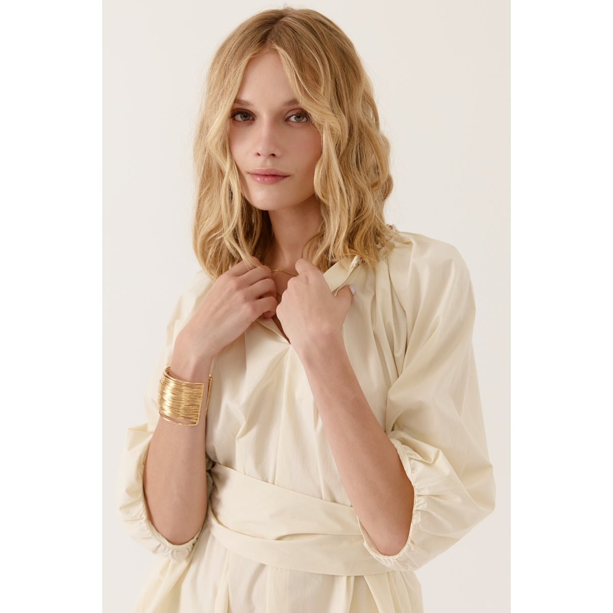Robe midi à manches 3/4 Azalina l-beige, ARTLOVE