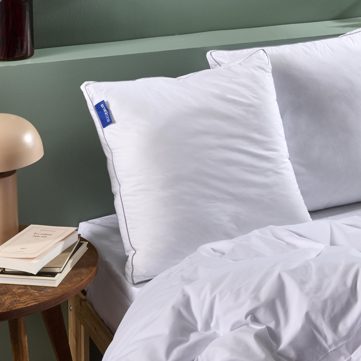 Lot de 2 oreillers ultra moelleux volume Premium 65x65 cm blanc, BLEU CALIN