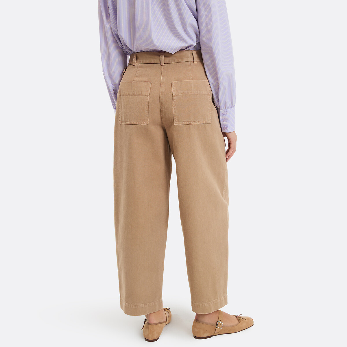 Pantalon large coupe barrel avec ceinture beige camel, LA REDOUTE COLLECTIONS
