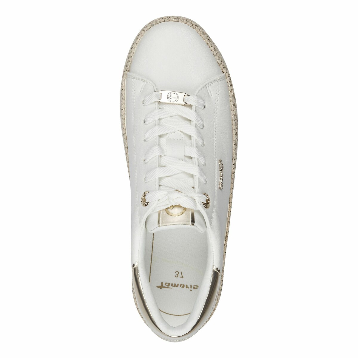 Trainers with Rope-Effect Sole white/gold-coloured, TAMARIS