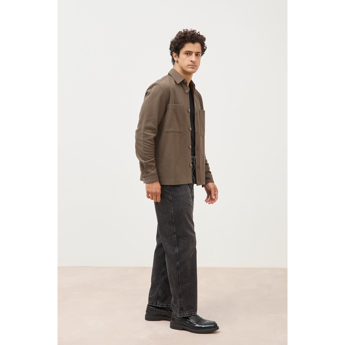 Surchemise manches longues taupe, BONOBO