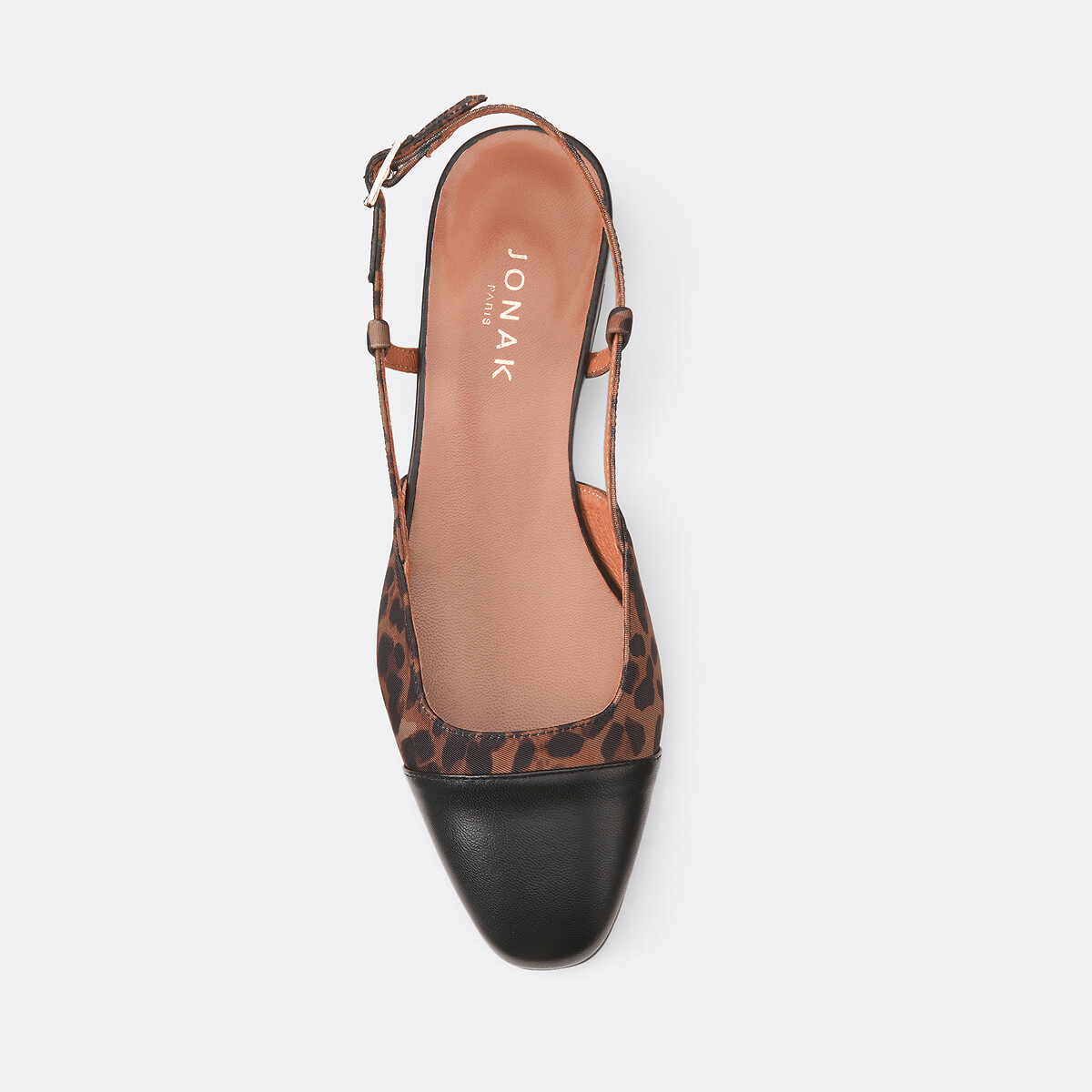 Dhapou Leather Slingback Ballet Pumps leopard print, JONAK