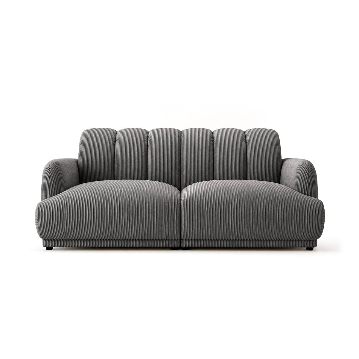 Luigi - Canapé droit 3 places en velours côtelé gris, BEST MOBILIER