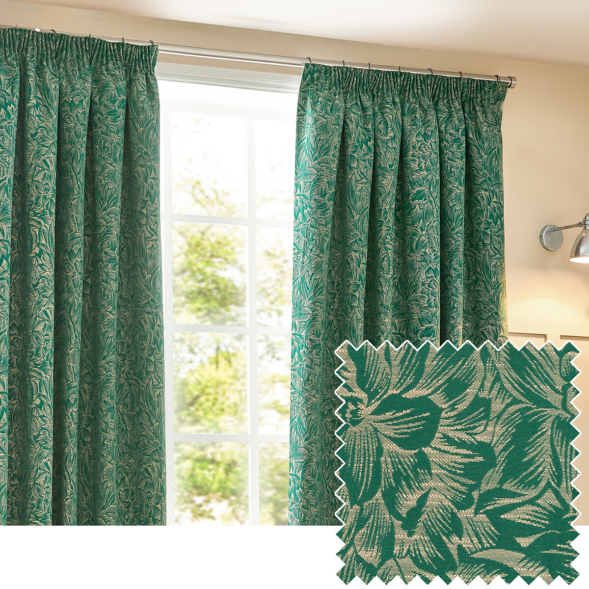 Grantley Pencil Pleat Curtains emerald, WYLDER