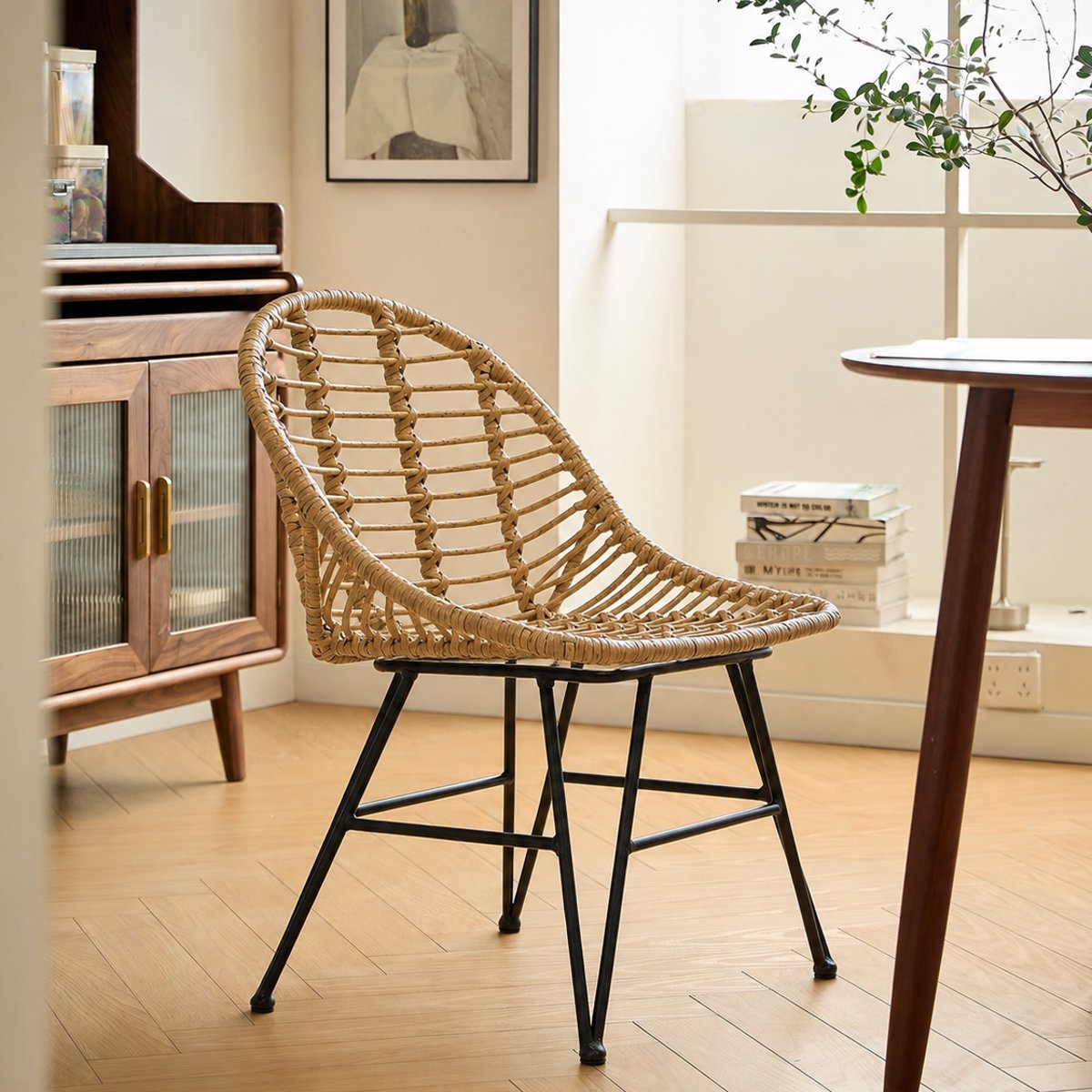 Lot de 4 chaises, métal et rotin, SAIGON marron, NORDLYS