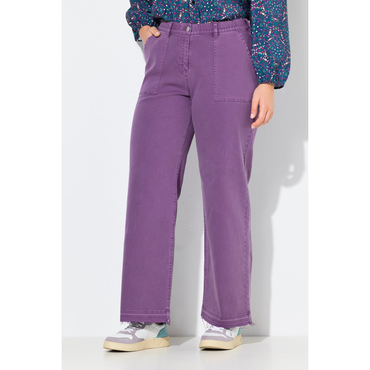 Jean coloré Mary à taille confortable lilas foncé, ULLA POPKEN