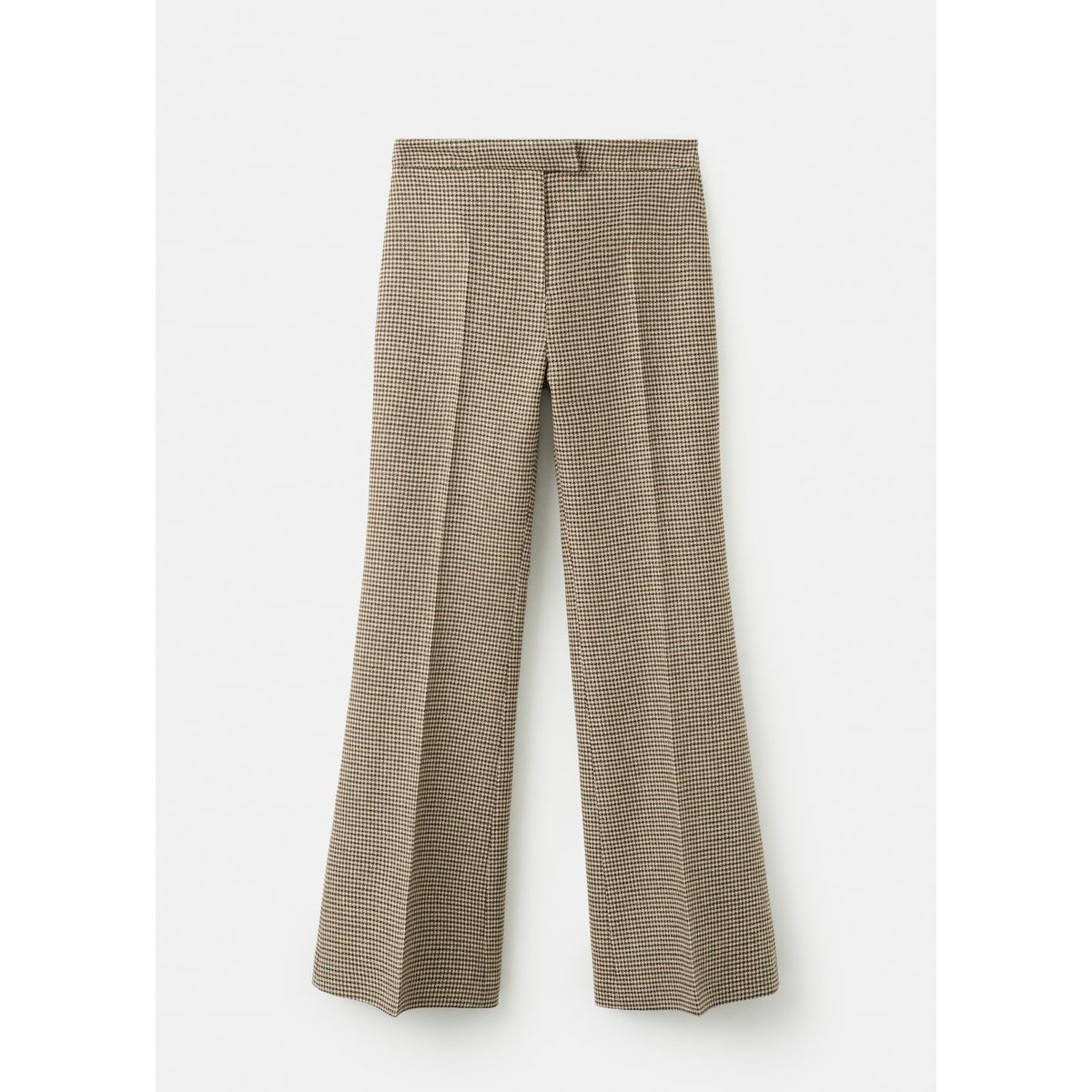 Pantalon en laine mélangée pied-de-poule marron moyen, MANGO