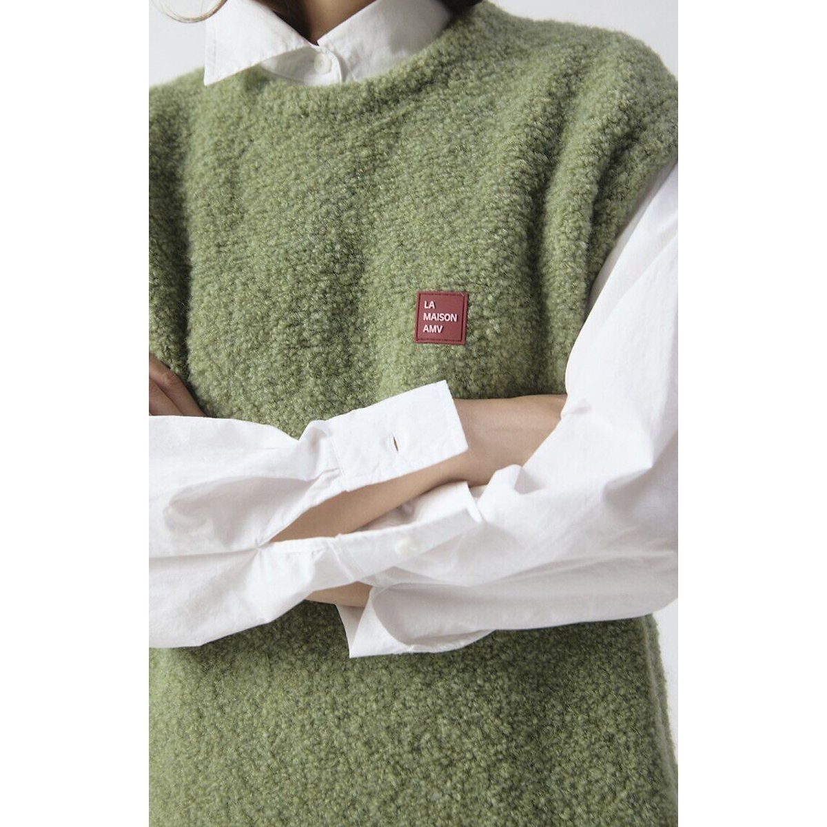 Pull sans manches col rond, ZOLLY kaki clair, AMERICAN VINTAGE
