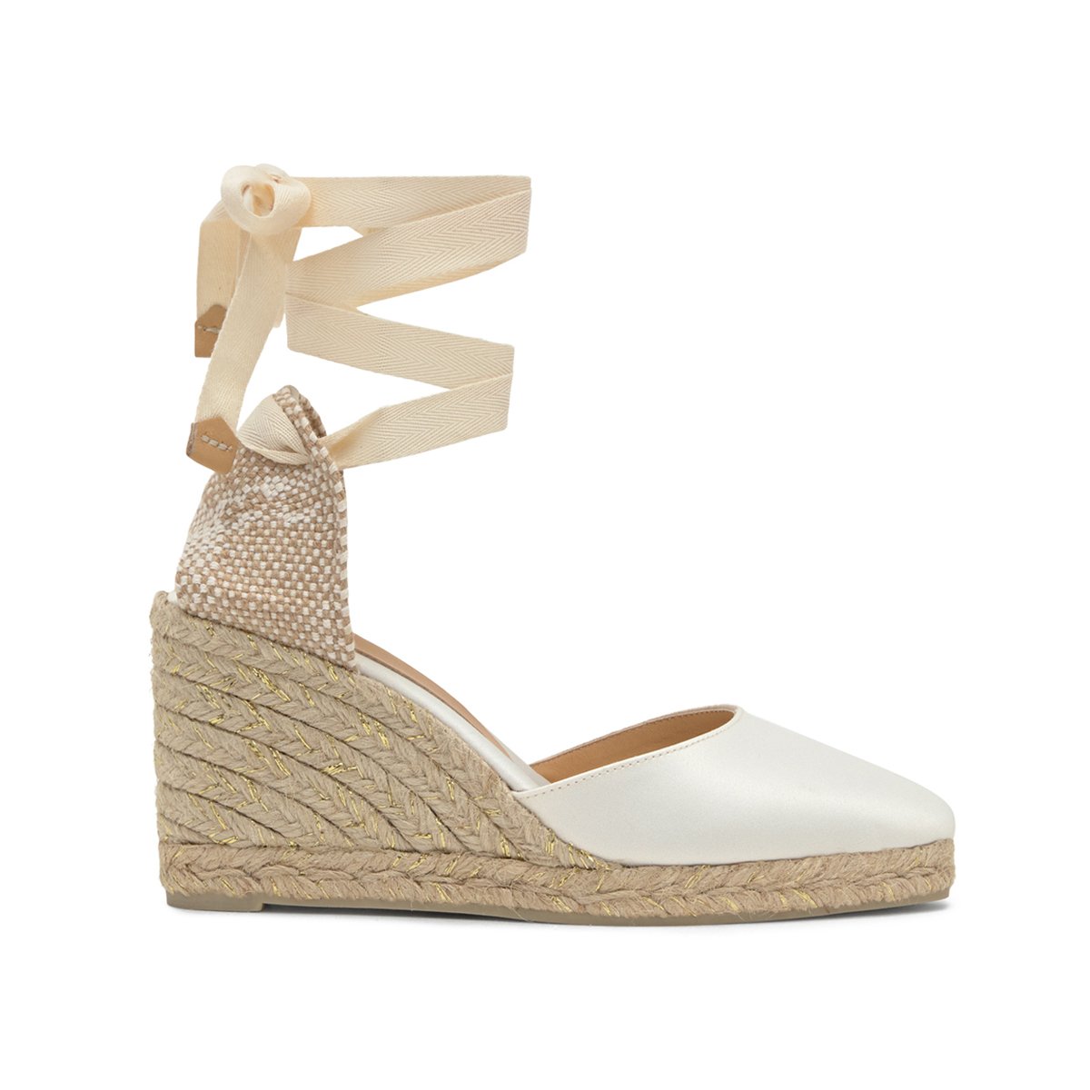 Espadrilles compensées en satin à bout pointu et lacets  JOYCE PLATFORM blanc, CASTANER