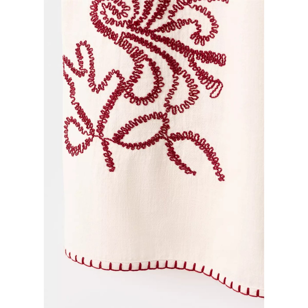Robe avec détails brodés et franges écru, MANGO KIDS