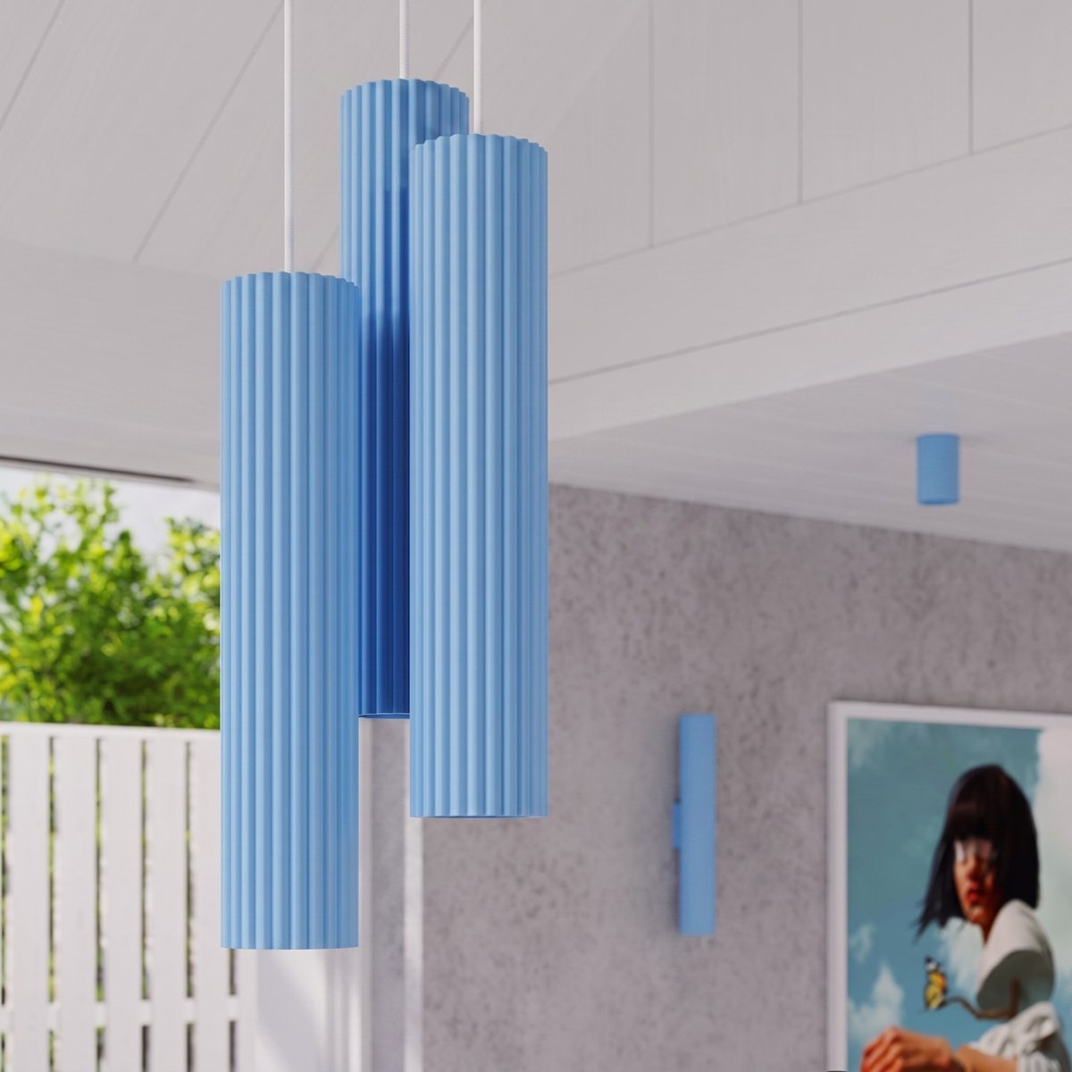 Plafonnier Aluminium Bleu GU10 6 Karbon bleu, EDEN