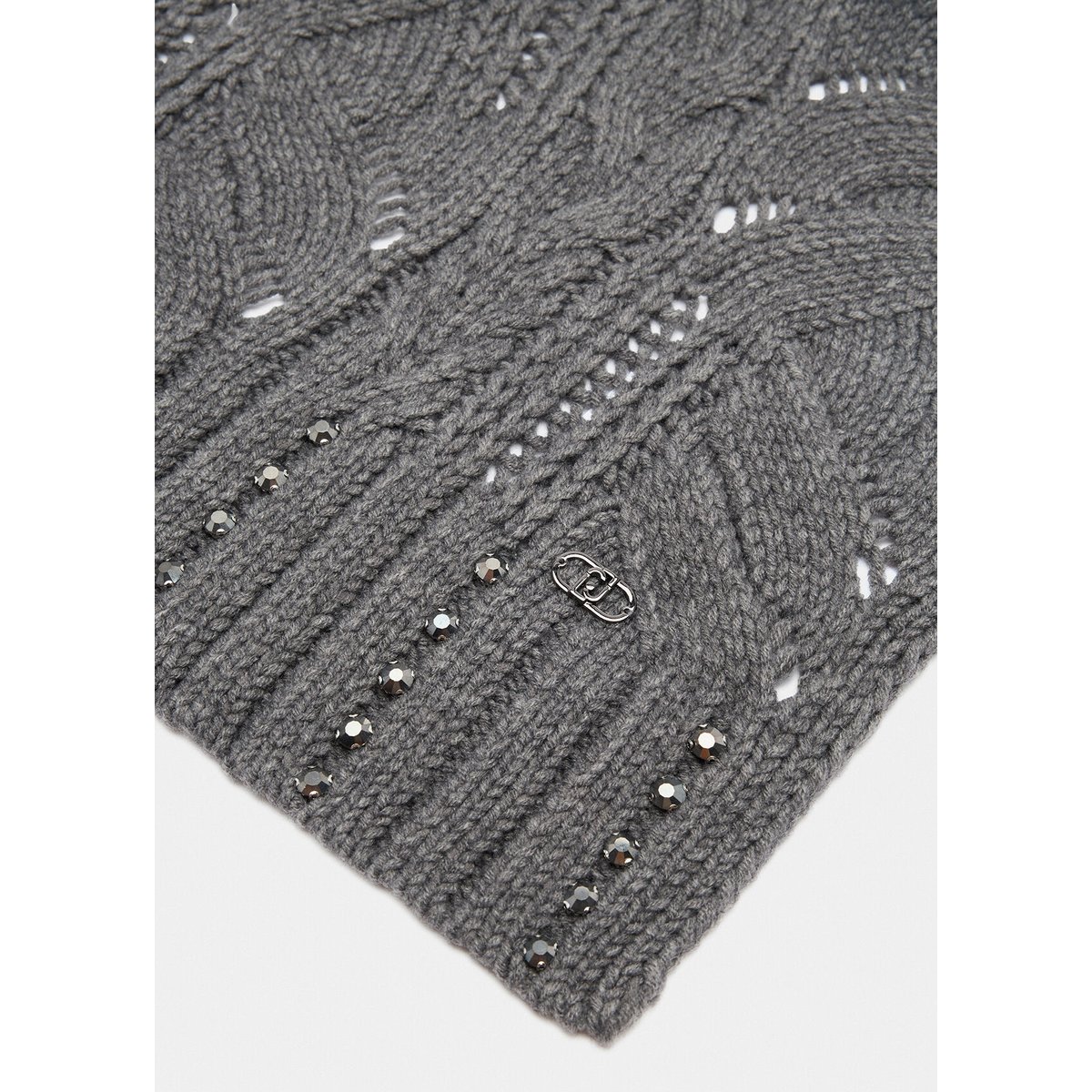 Écharpe en laine mélangée avec strass gris, LIU JO