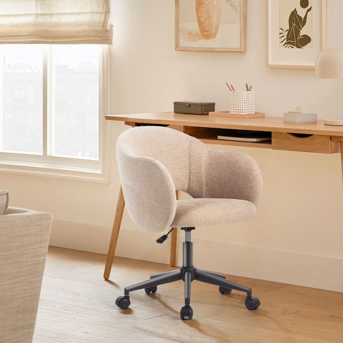 Chaise de bureau reglable tissu sable, ZAGO