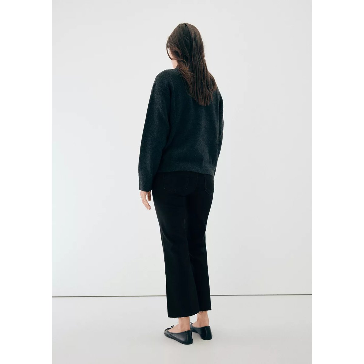 Jean de grossesse flare crop black denim, MANGO