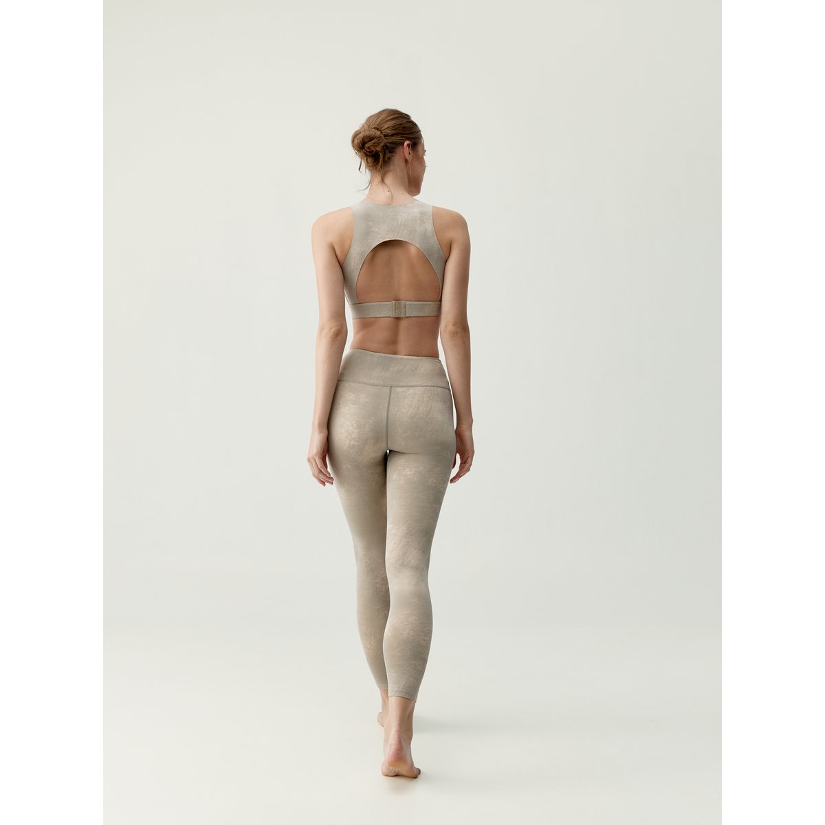 Legging de sport femme Alaya Taille haute effet gainant beige biscuit, BORN