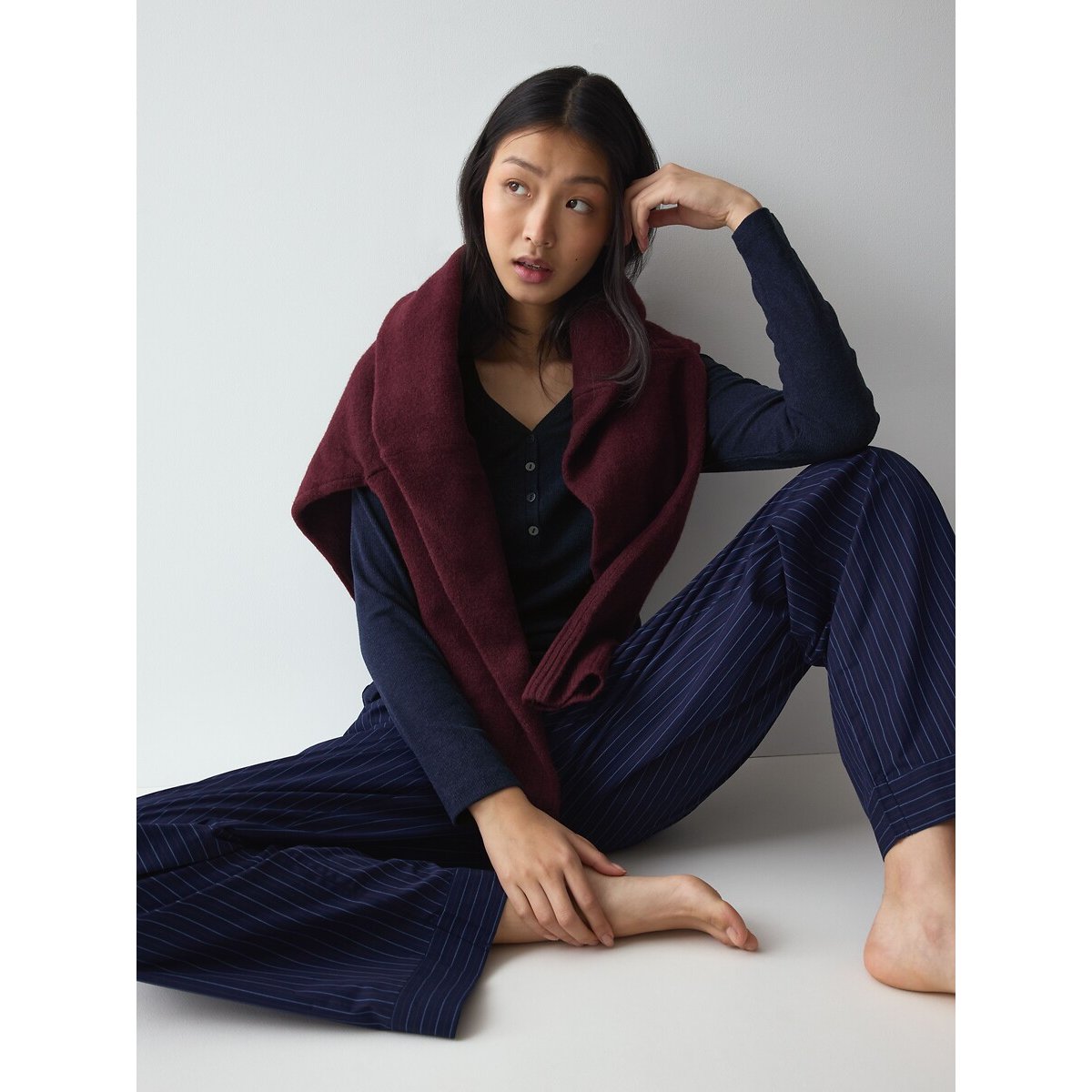 Pantalon de pyjama en popeline MIX & MATCH rayé marine, TRIUMPH