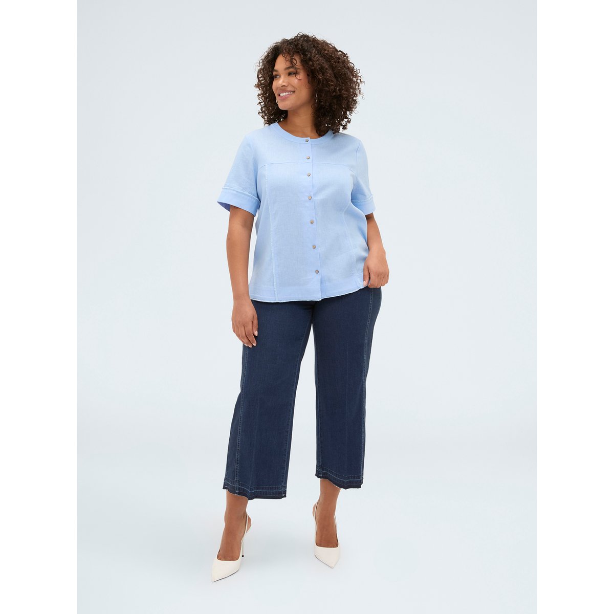 Chemise col rond light - blue, FIORELLA RUBINO