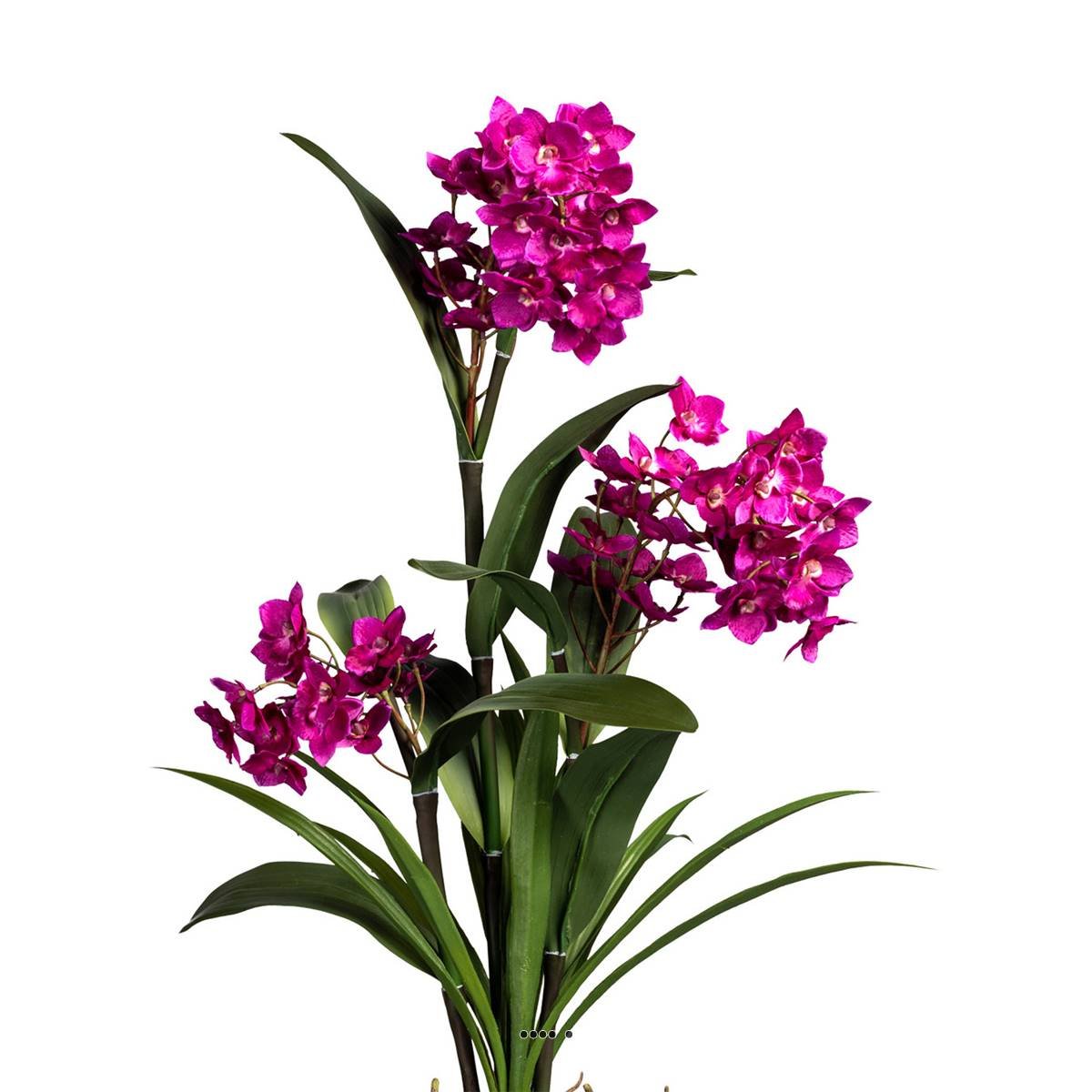 Orchidée Dendrobium factice 3 hampes vase rose fushia 730, ARTIFICIELLES