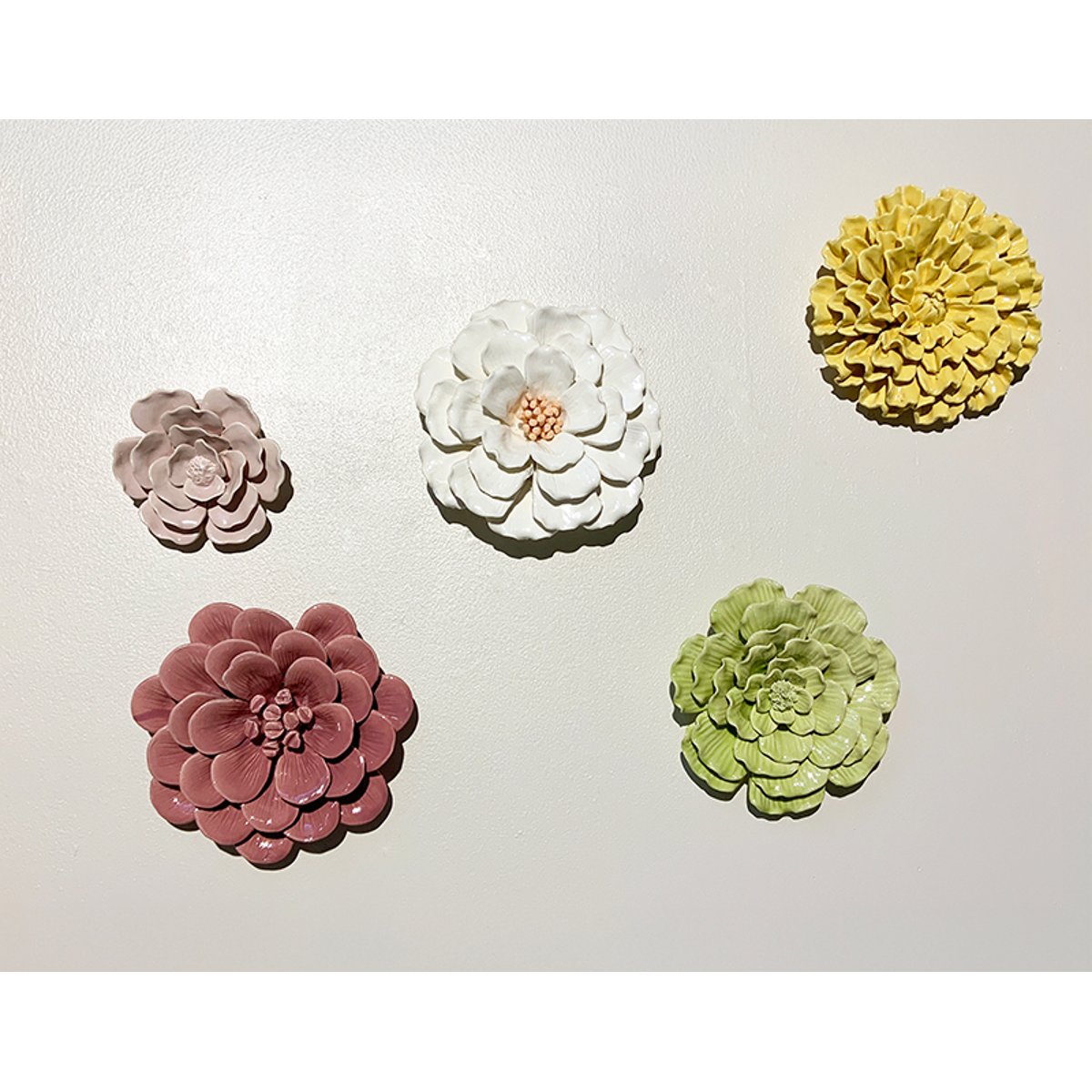 Déco murale fleur céramique 18.4cm jaune, EMDE