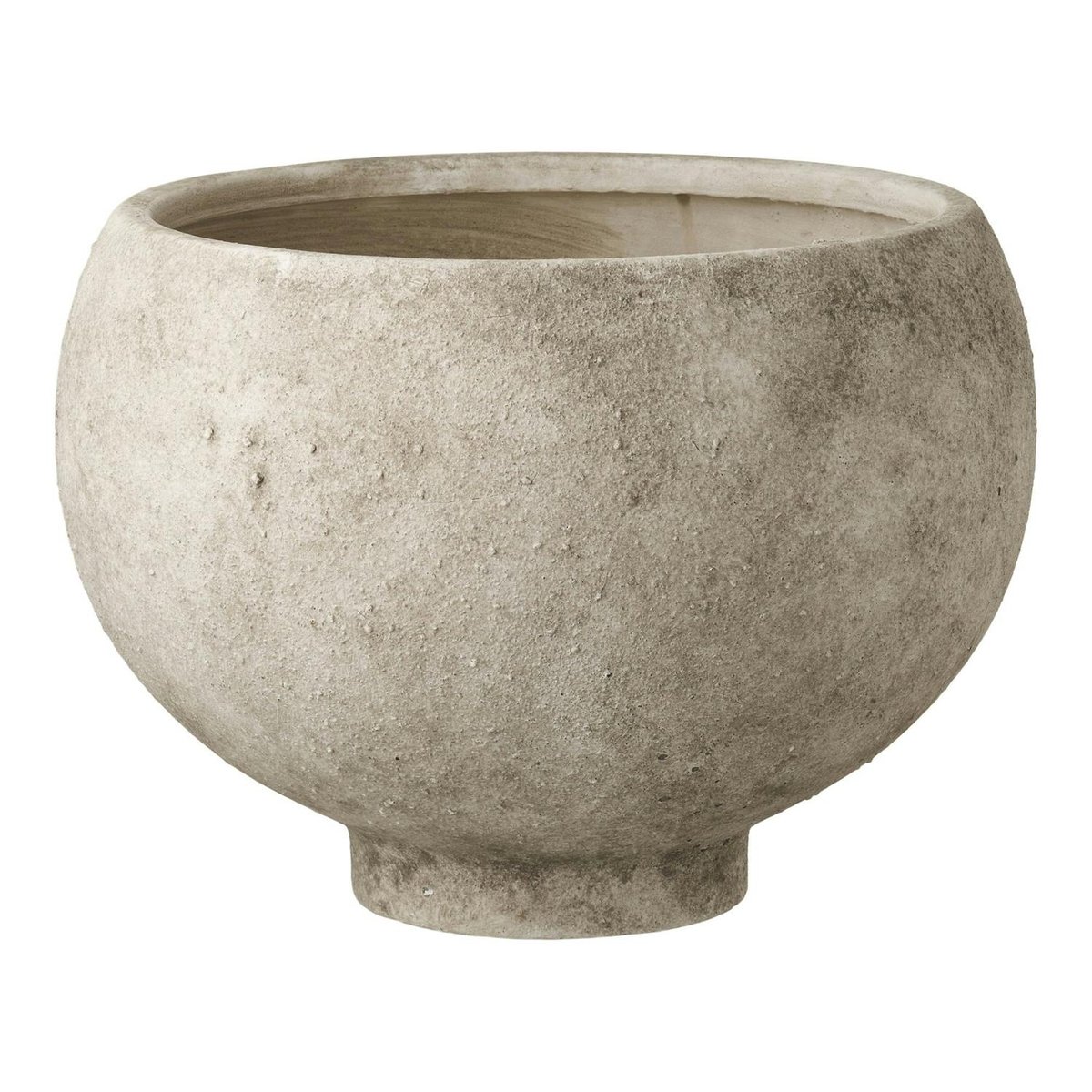 Cache-pot intérieur rond effet pierre naturelle grise H 19, 5 cm noir, PIER IMPORT