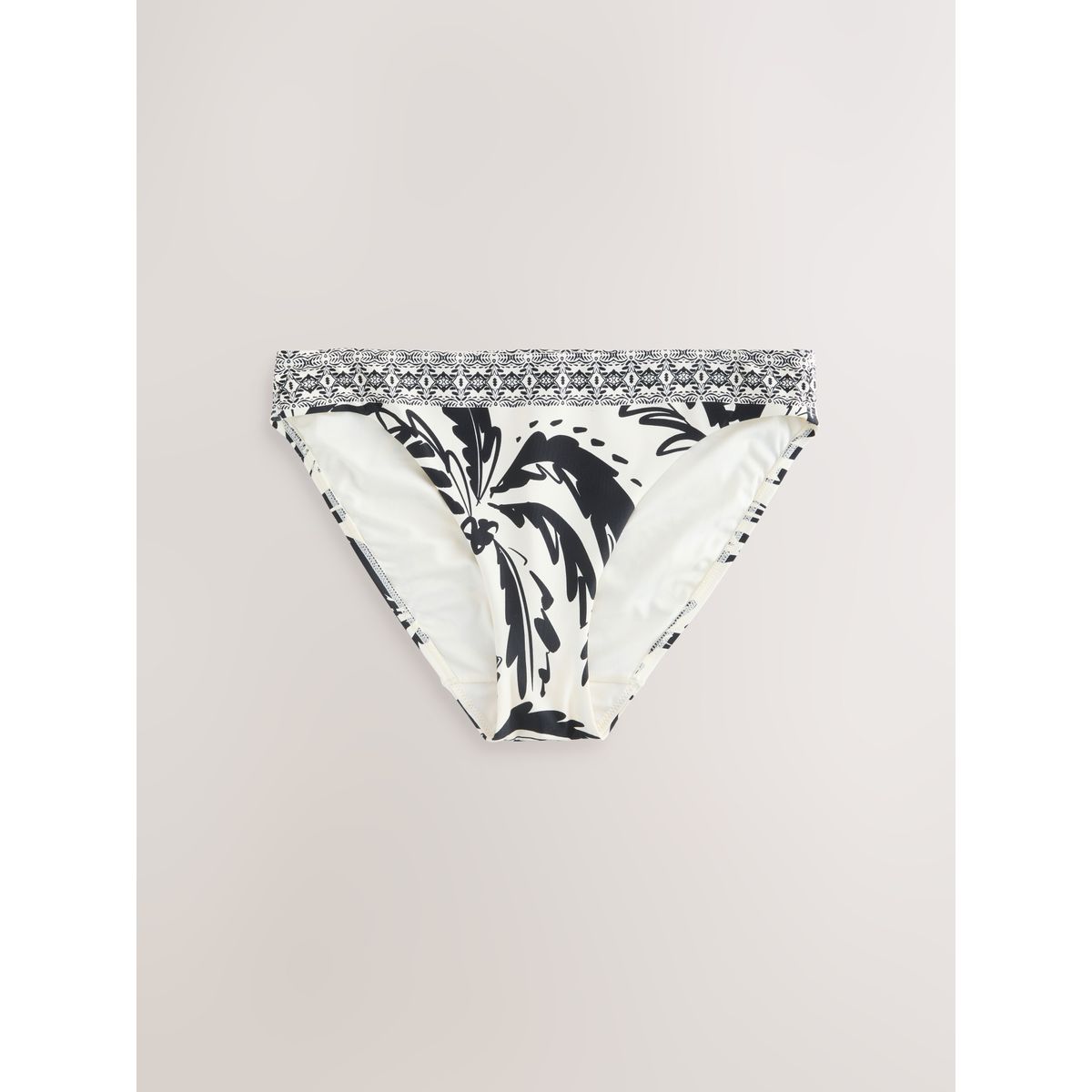 Bas de bikini échancré feuille noire/verte, NEXT