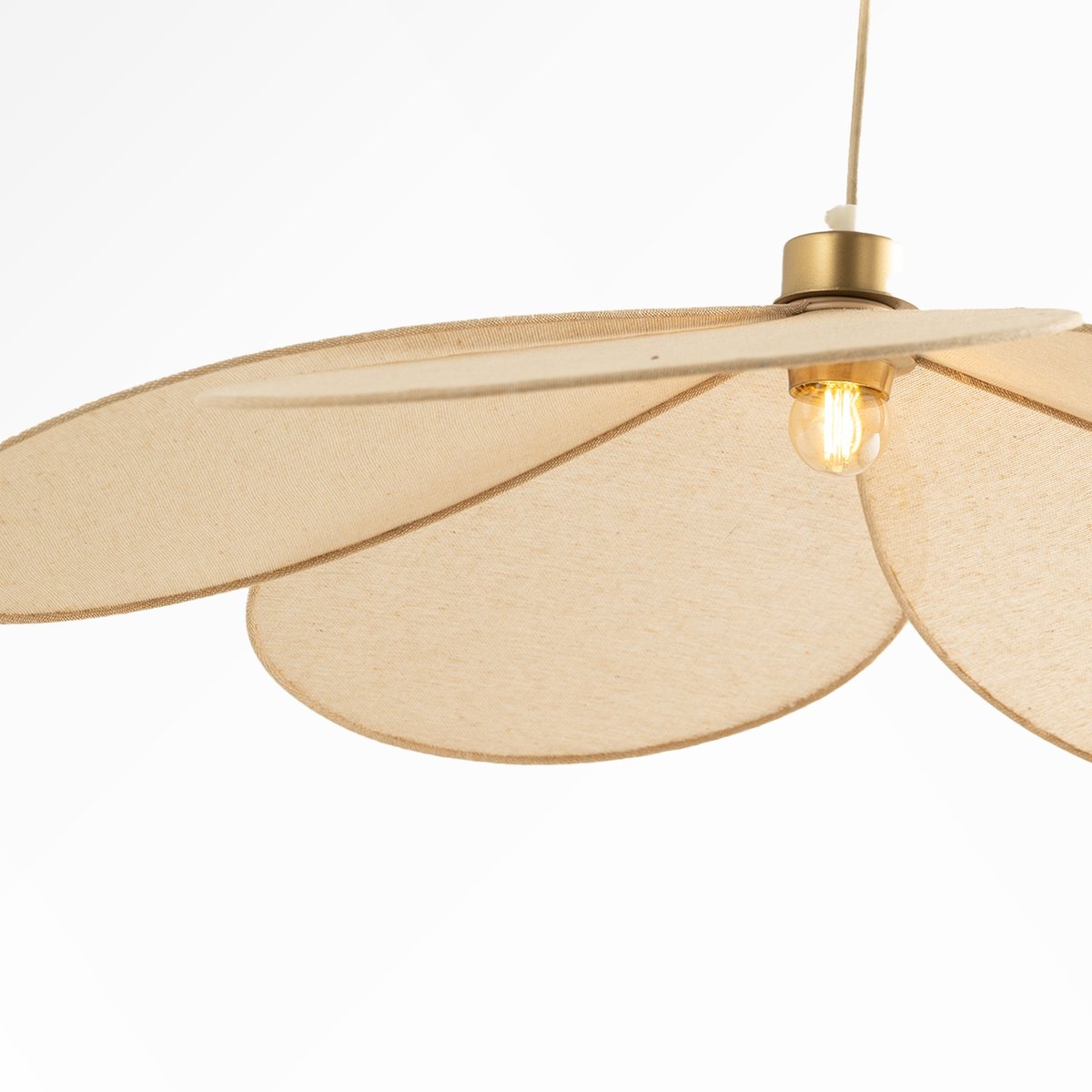 Suspension pétale en tissu et métal 75 cm - FLORA beige, MAISON PAVANE