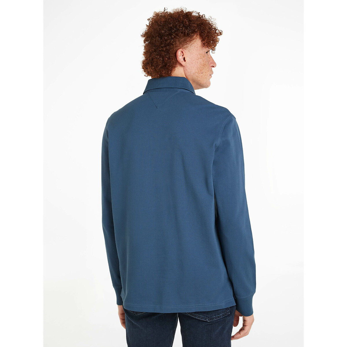 Polo maniche lunghe dritta maglia piqué 1985 blu oltremare, TOMMY HILFIGER