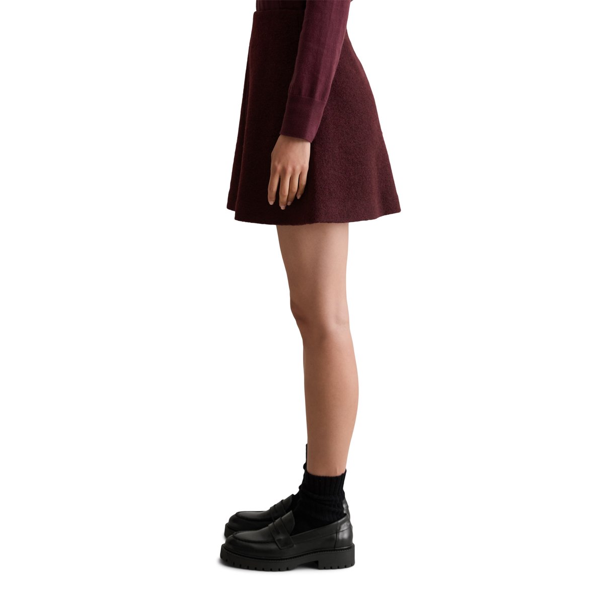 Minijupe A-Shape en laine bouillie dunkelrot, MARC O’POLO DENIM