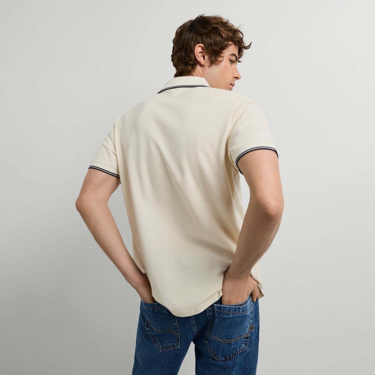 Polo Coupe Regular En Piqué blanc cassé, PEPE JEANS