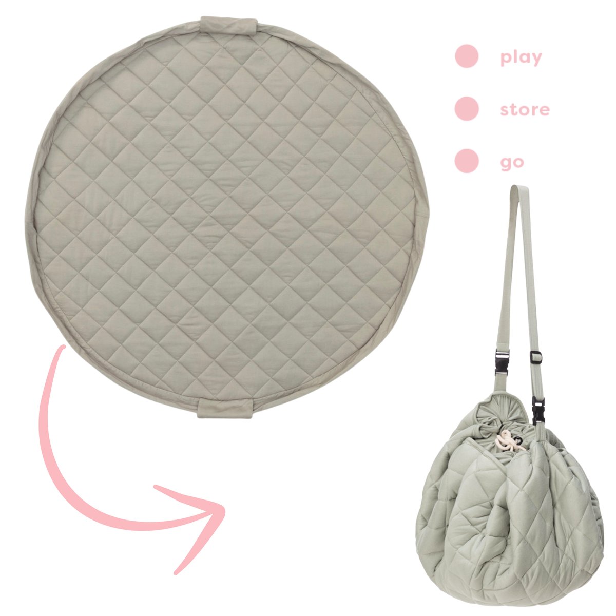 play&go - tapis d´éveil & sac organic - meadow green vert, PLAY ET GO