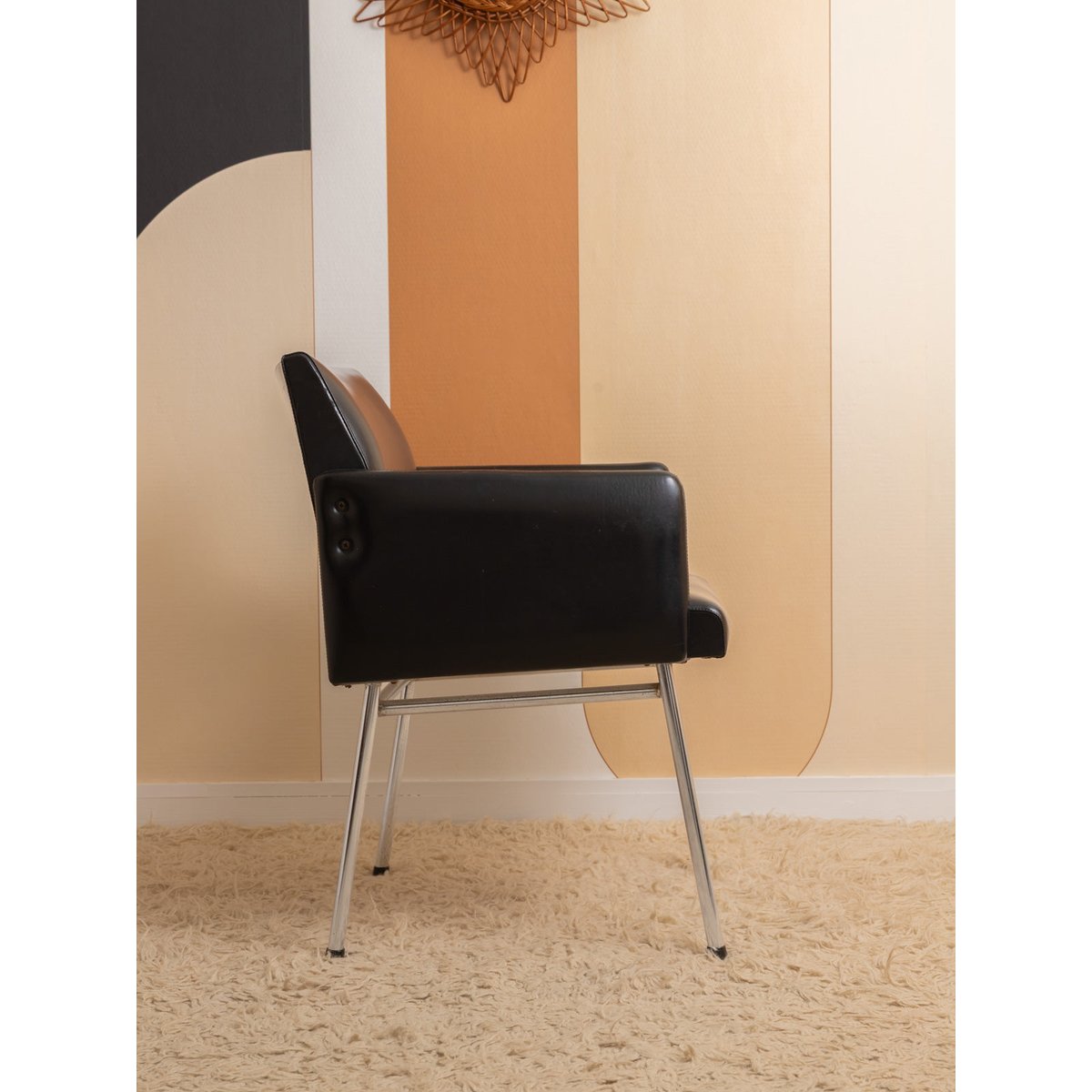 Fauteuil vintage noir et chrome Jakob N°1400 - Bon état noir, DEBONGOUT