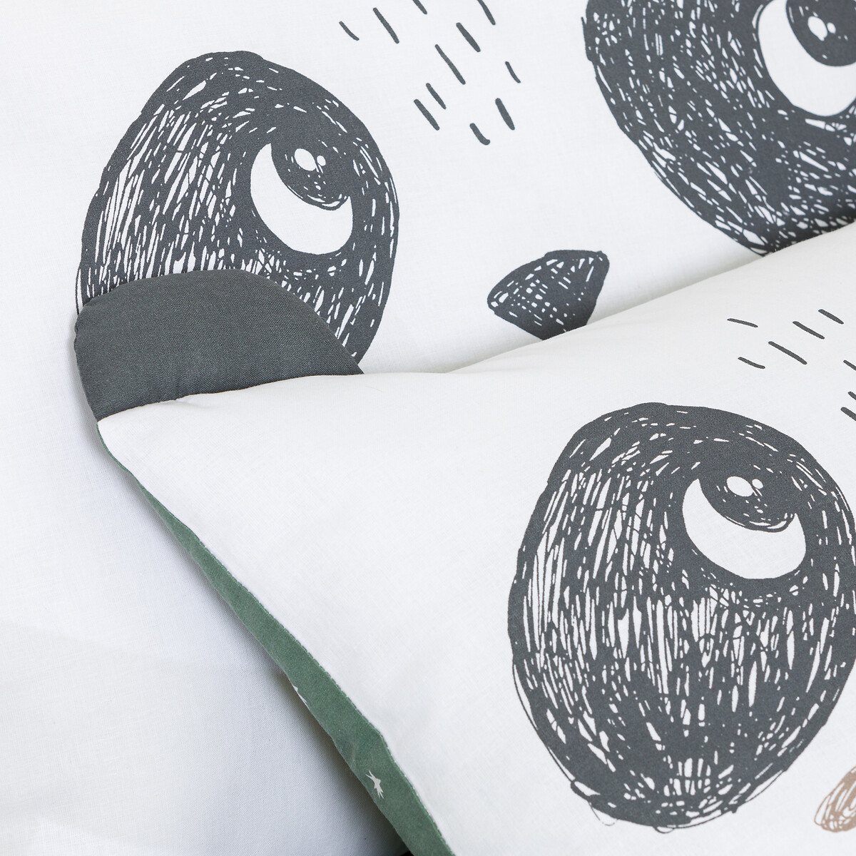 Funda de almohada de algodón para bebé, Panda Mania estampado caqui, LA REDOUTE INTERIEURS