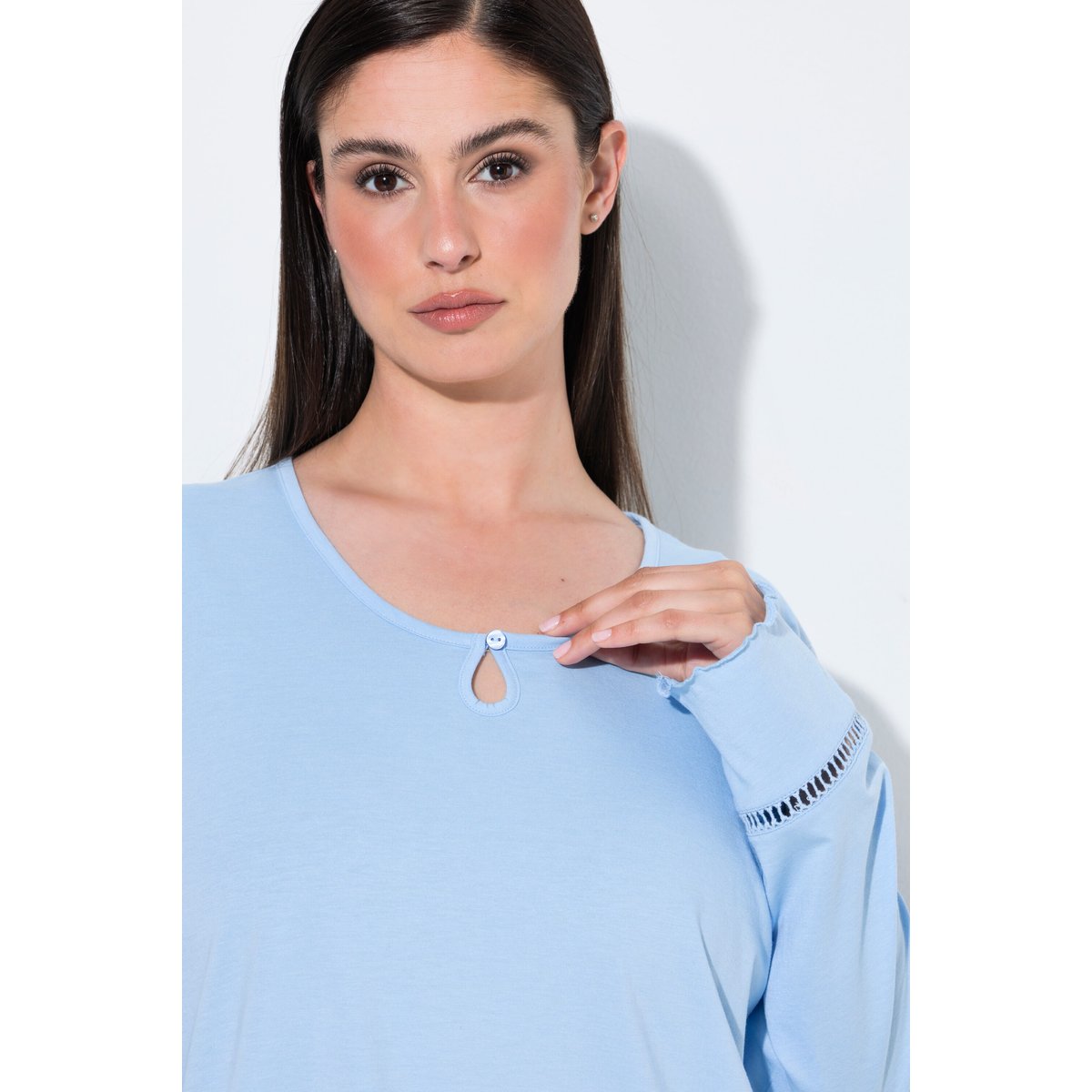 Pyjama à col rond et manches longues glace bleue, ULLA POPKEN