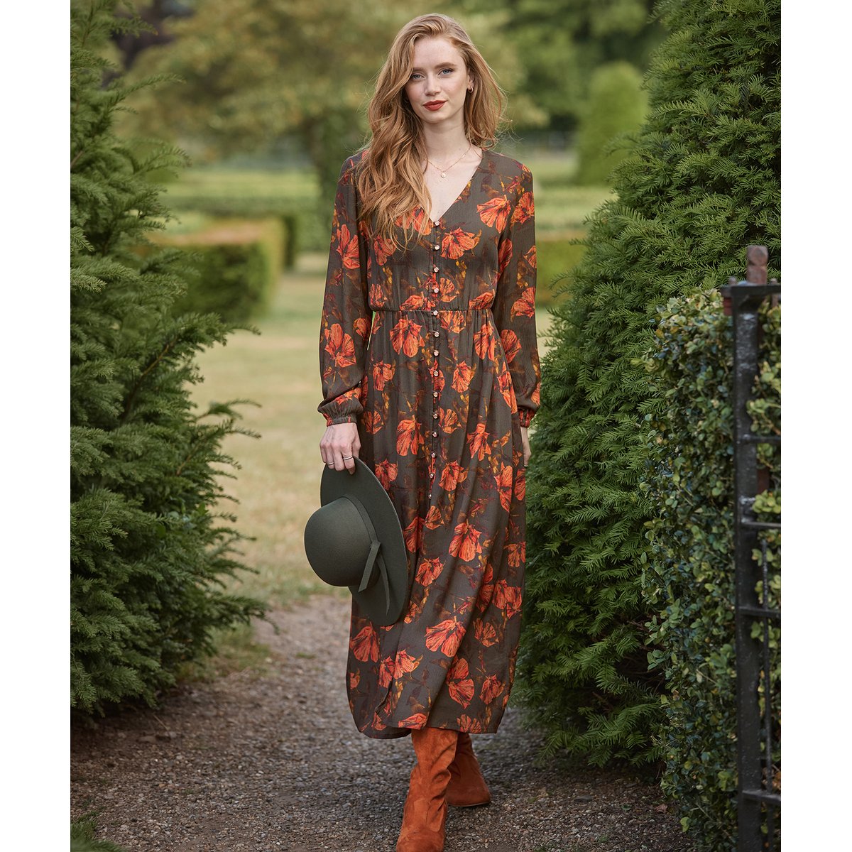 Robe Longue Boutonnée Eden vert, JOE BROWNS