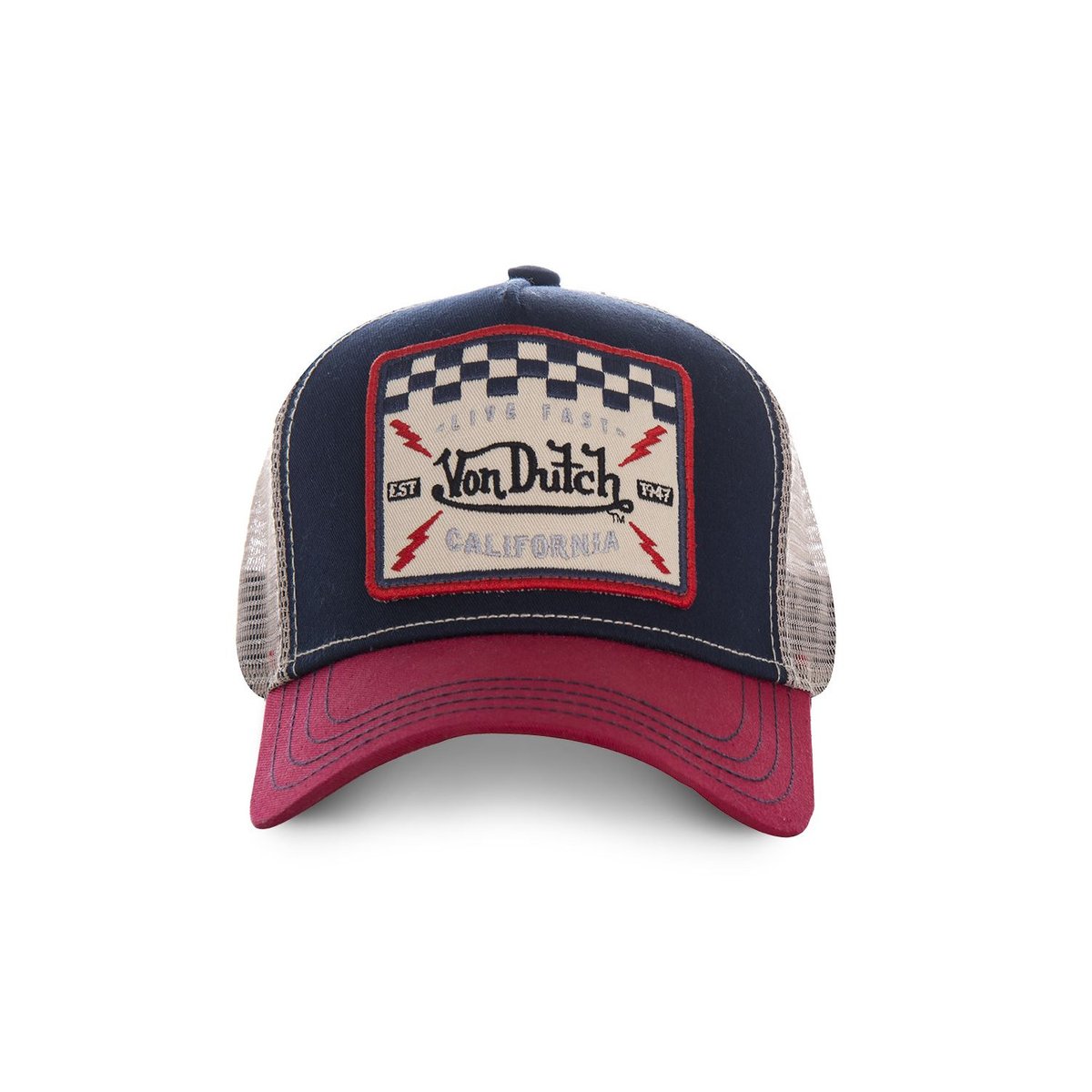 Casquette Trucker Square - Junior bleu/rouge/beige, VON DUTCH