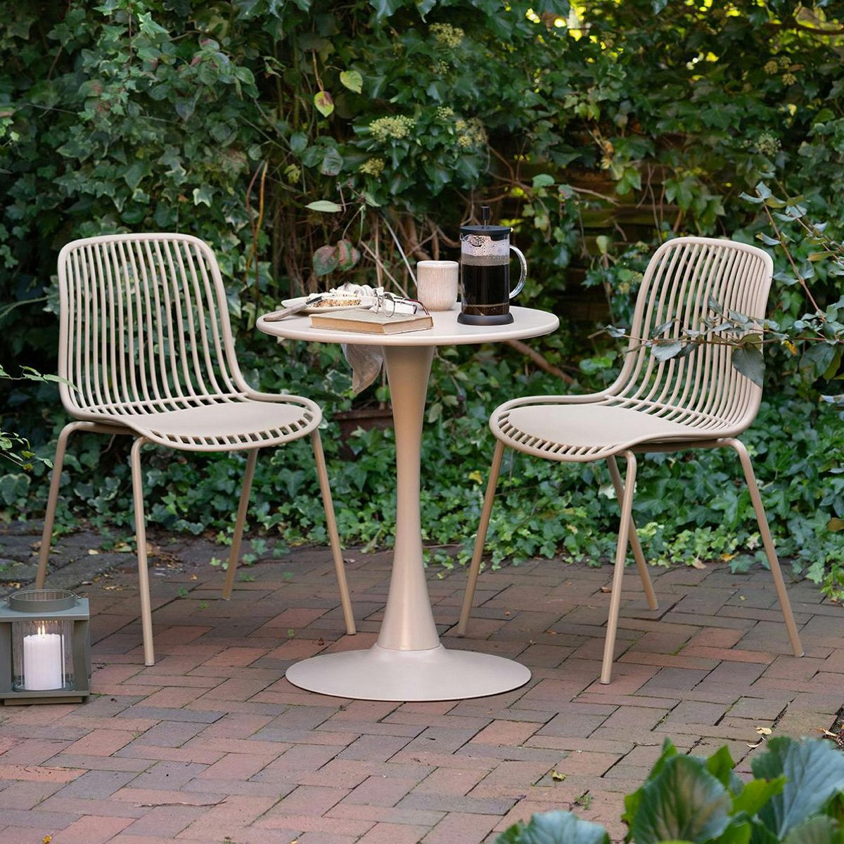 Table bistrot ronde en acier taupe ø60 cm RHODES taupe, PIER IMPORT