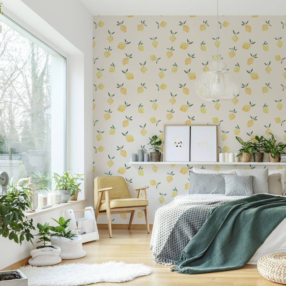 Papier peint panoramique Citrons, 300 x 250cm jaune, ACTE DECO