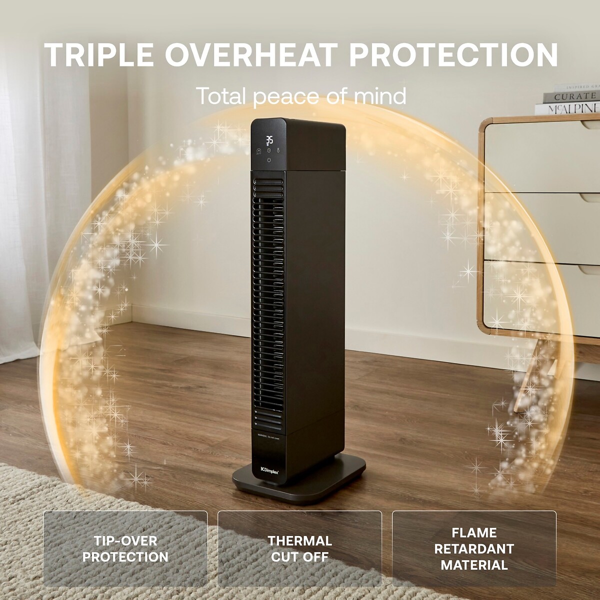 ThermaFlex 2.2kW 2-in-1 Baseboard and Tower Fan Heater - DXDC22 black, DIMPLEX