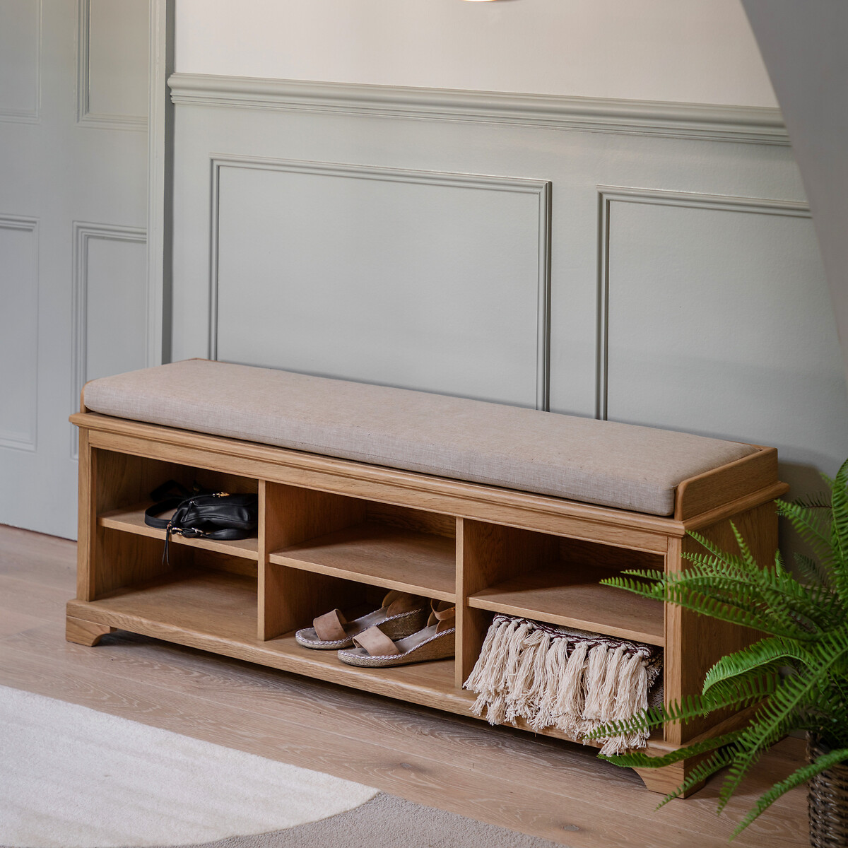 Harriet Oak Hallway Bench light oak wood, SO'HOME