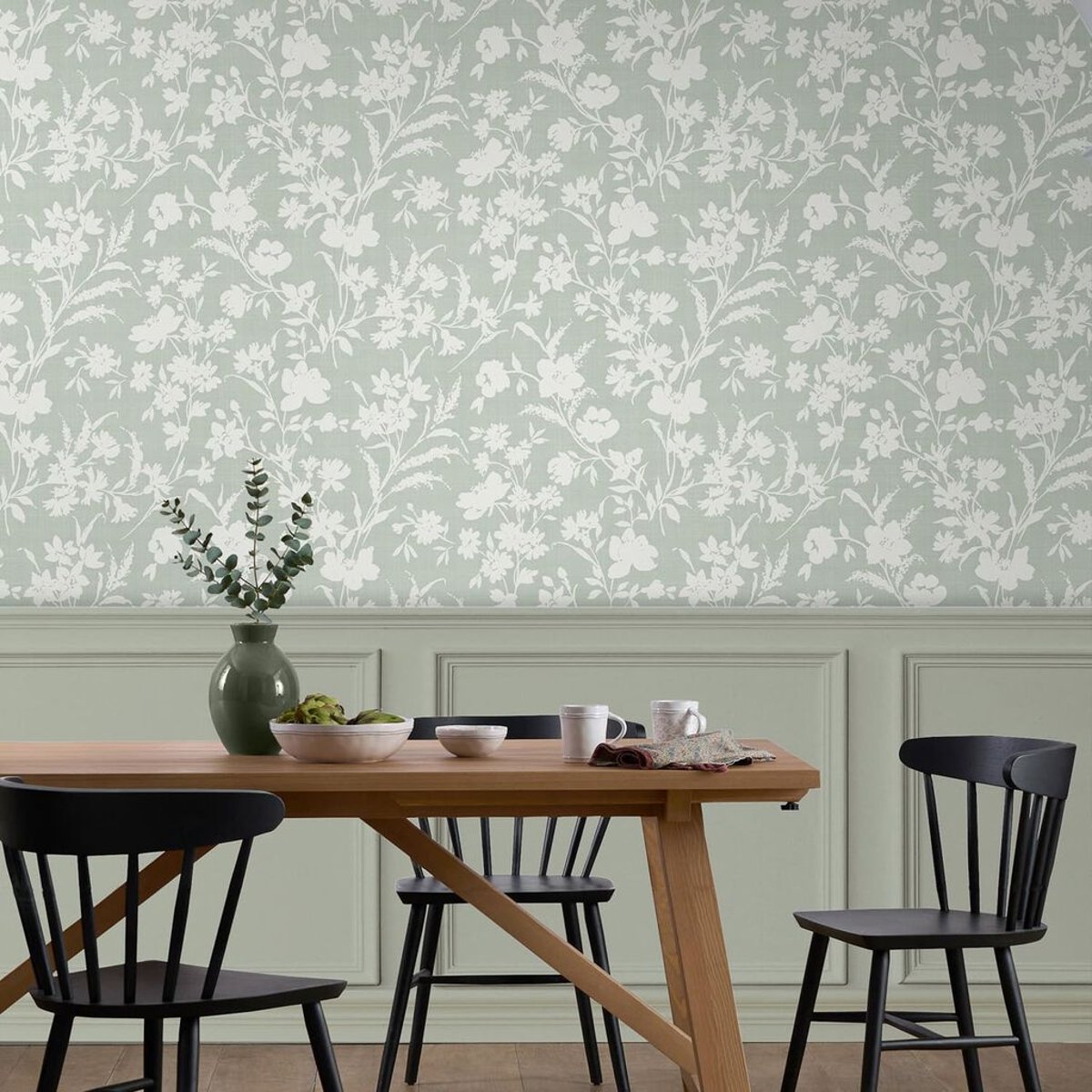 Papier peint Fleurs Rye Sage vert sauge, LAURA ASHLEY