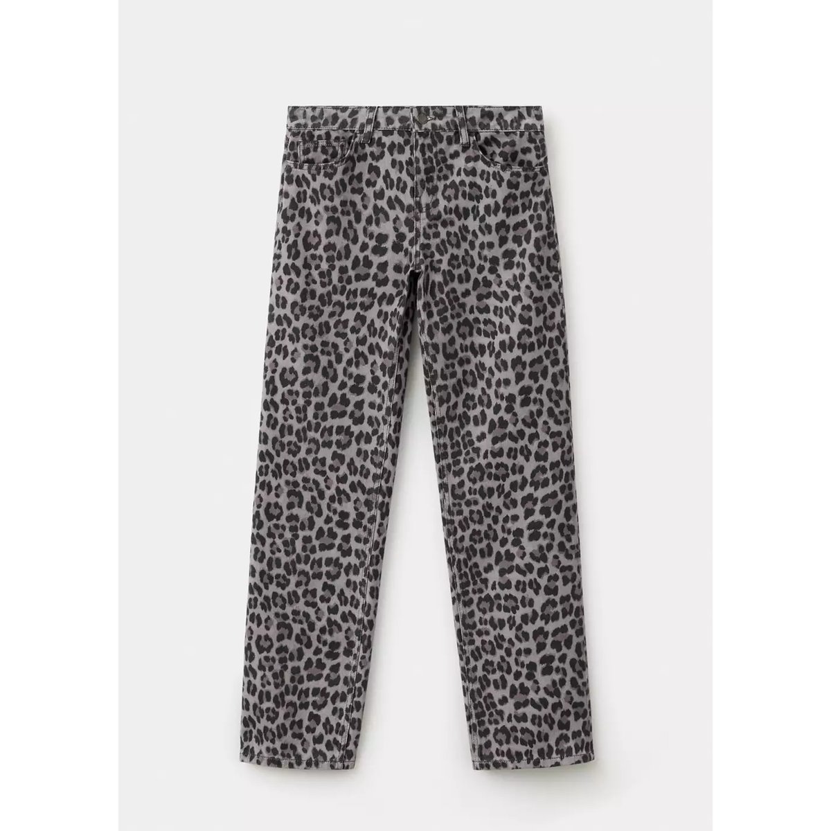 Jean droit léopard gris denim, MANGO