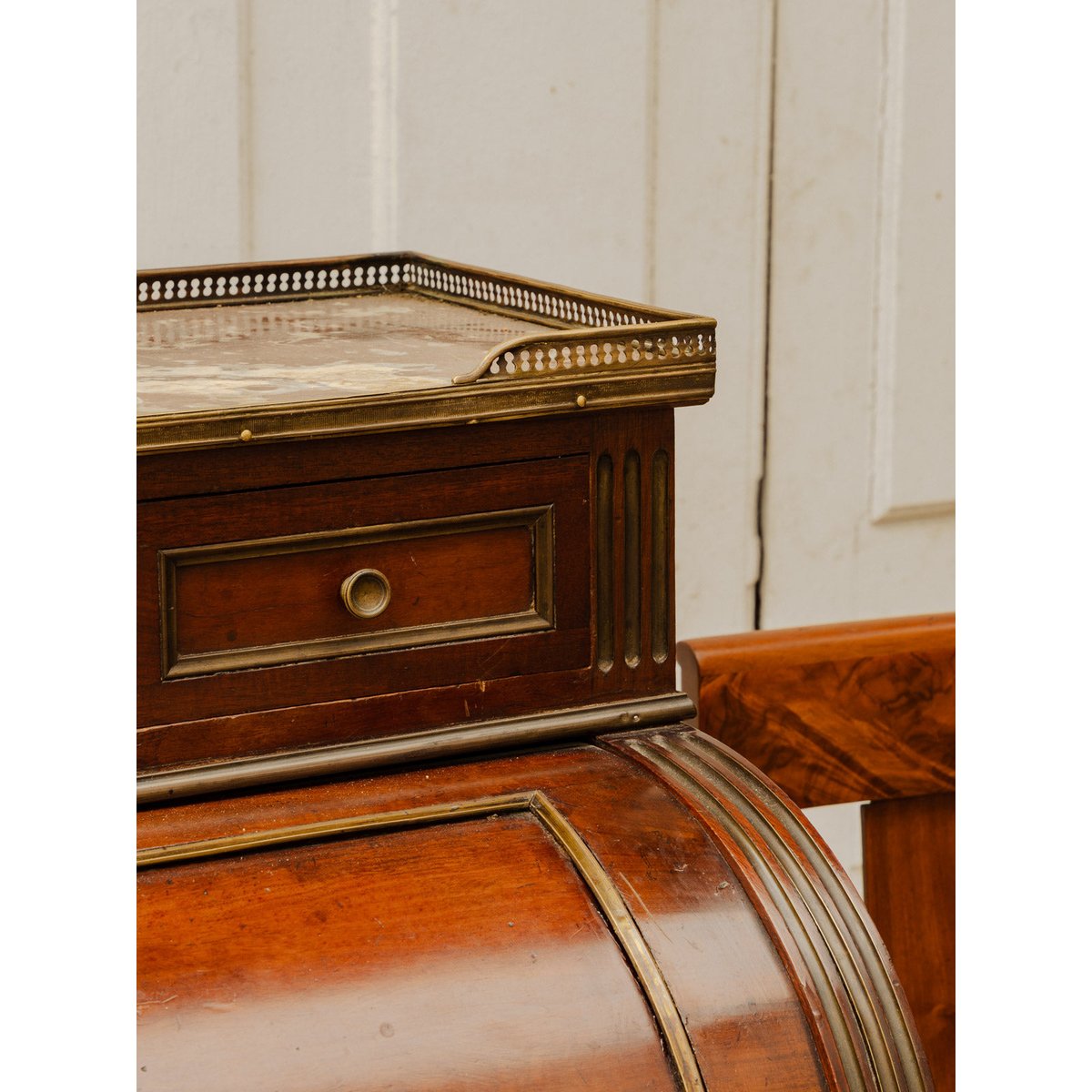 Secrétaire en bois et marbre Honoré N°234 - Bon état bois foncé, DEBONGOUT