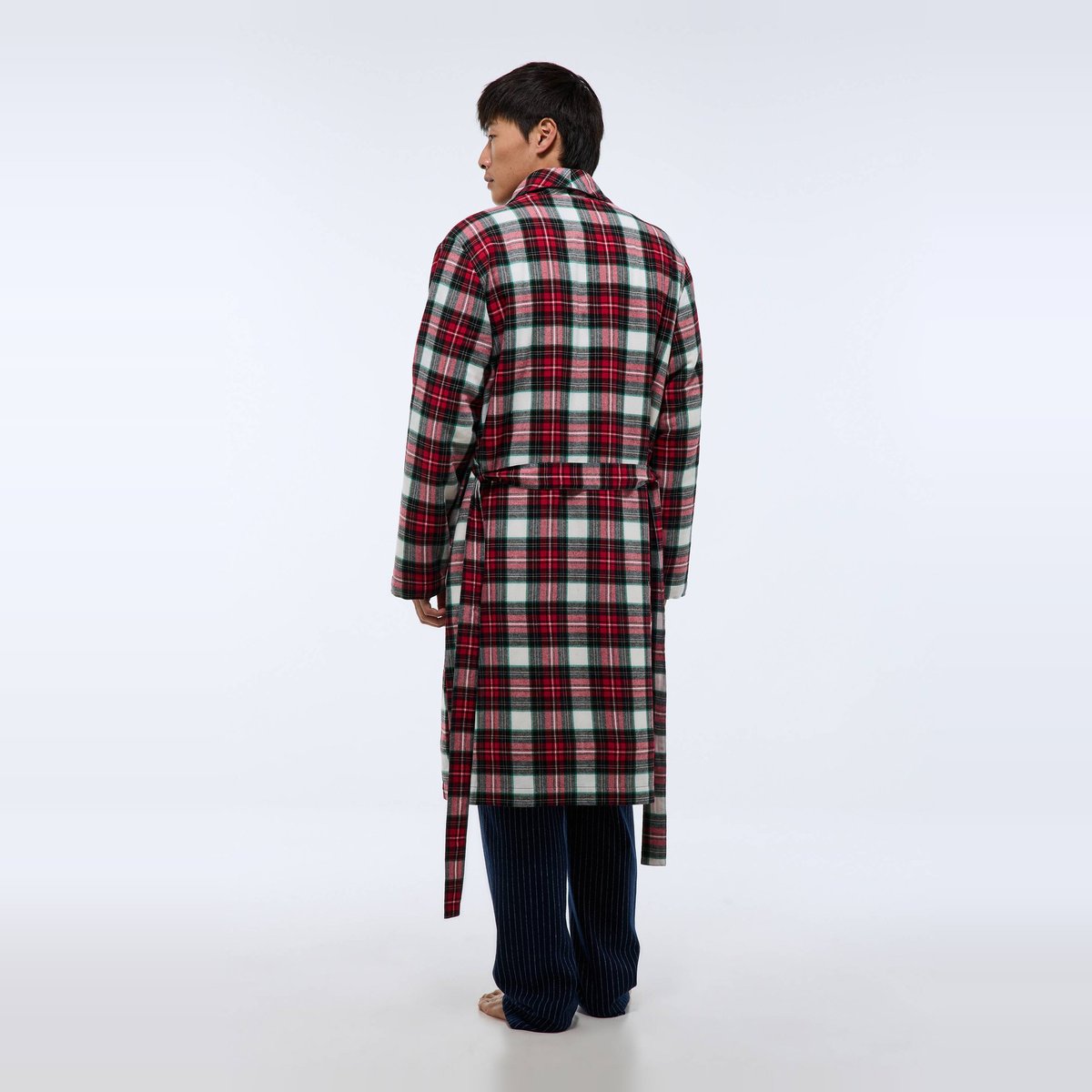Peignoir à carreaux en flanelle intérieur sherpa ecru, MONOPRIX