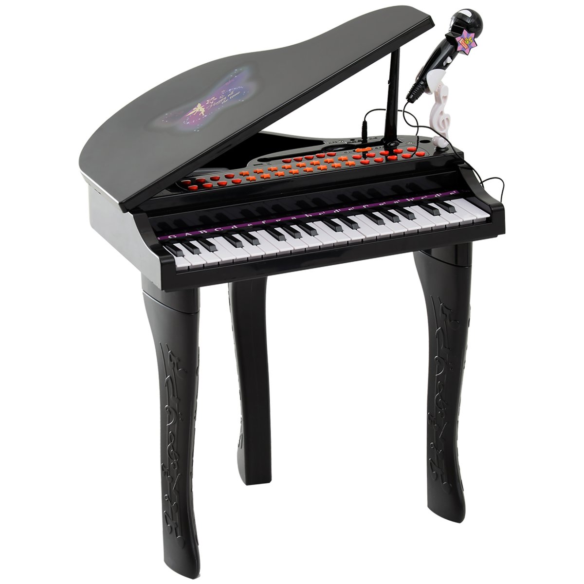 Clavier électronique pour enfants Bois Noir noir, HOMCOM
